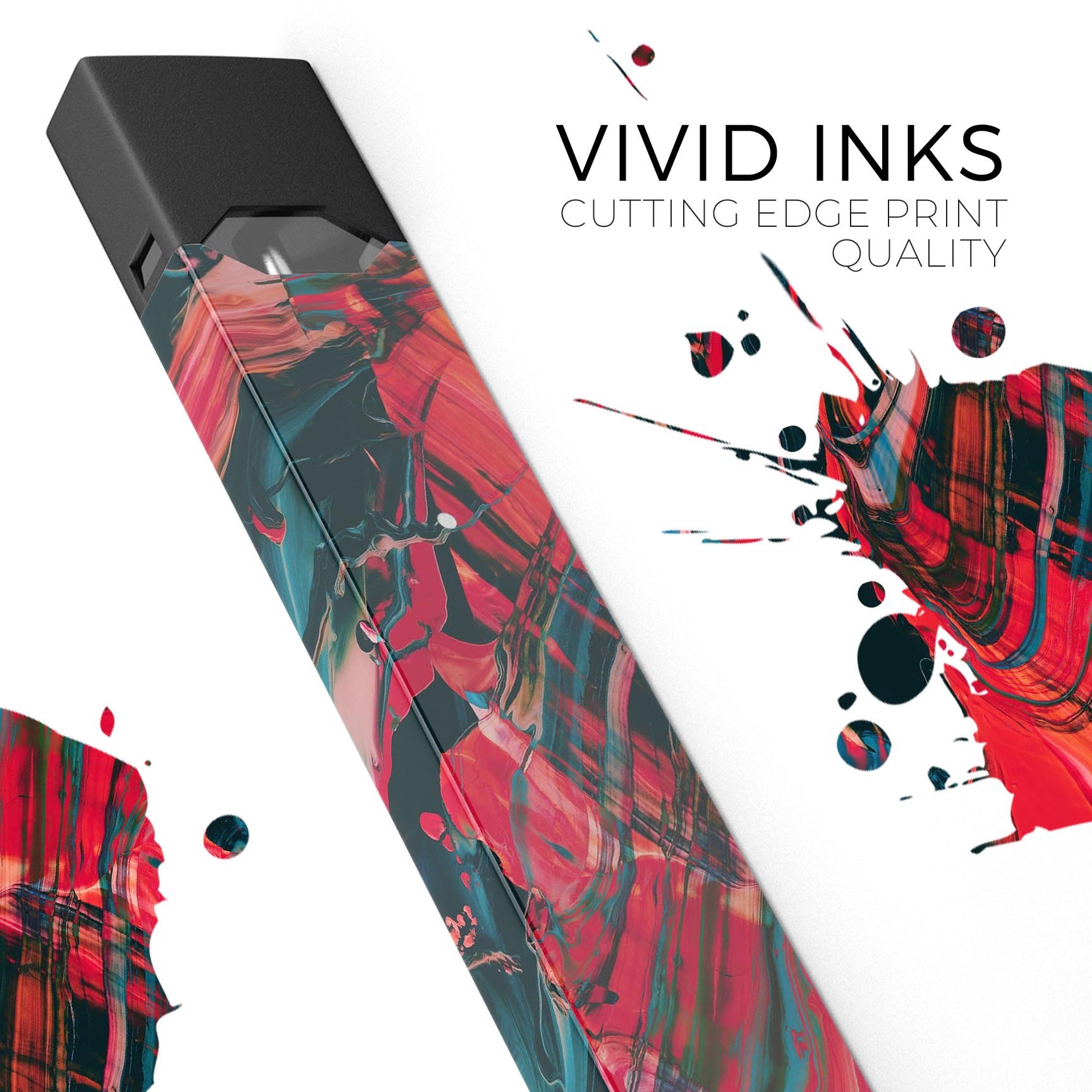 Liquid Abstract Paint Remix V88 skin-wrap for JUUL device, featuring vibrant abstract design and protective lamination.