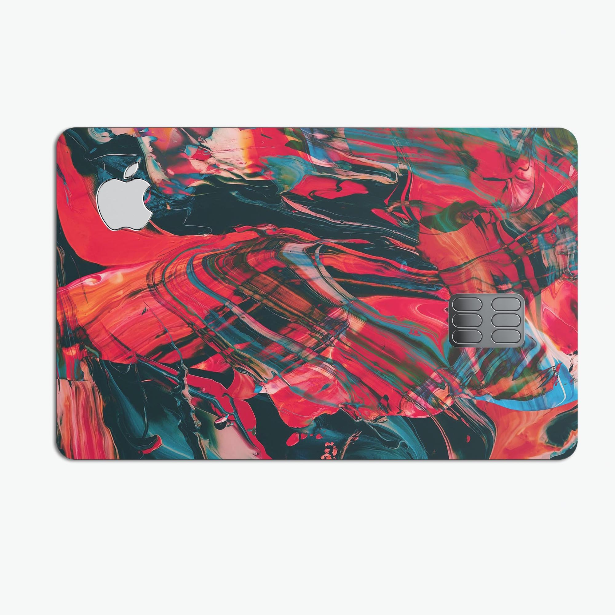 Liquid Abstract Paint Remix V88 skin for Apple Card, showcasing vibrant abstract design and premium vinyl material.