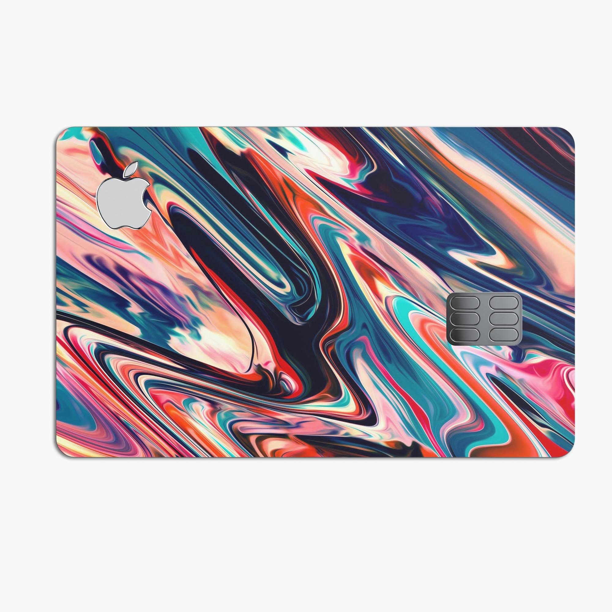 Liquid Abstract Paint Remix V8 skin for Apple Card, showcasing premium vinyl design with bubble-free installation.