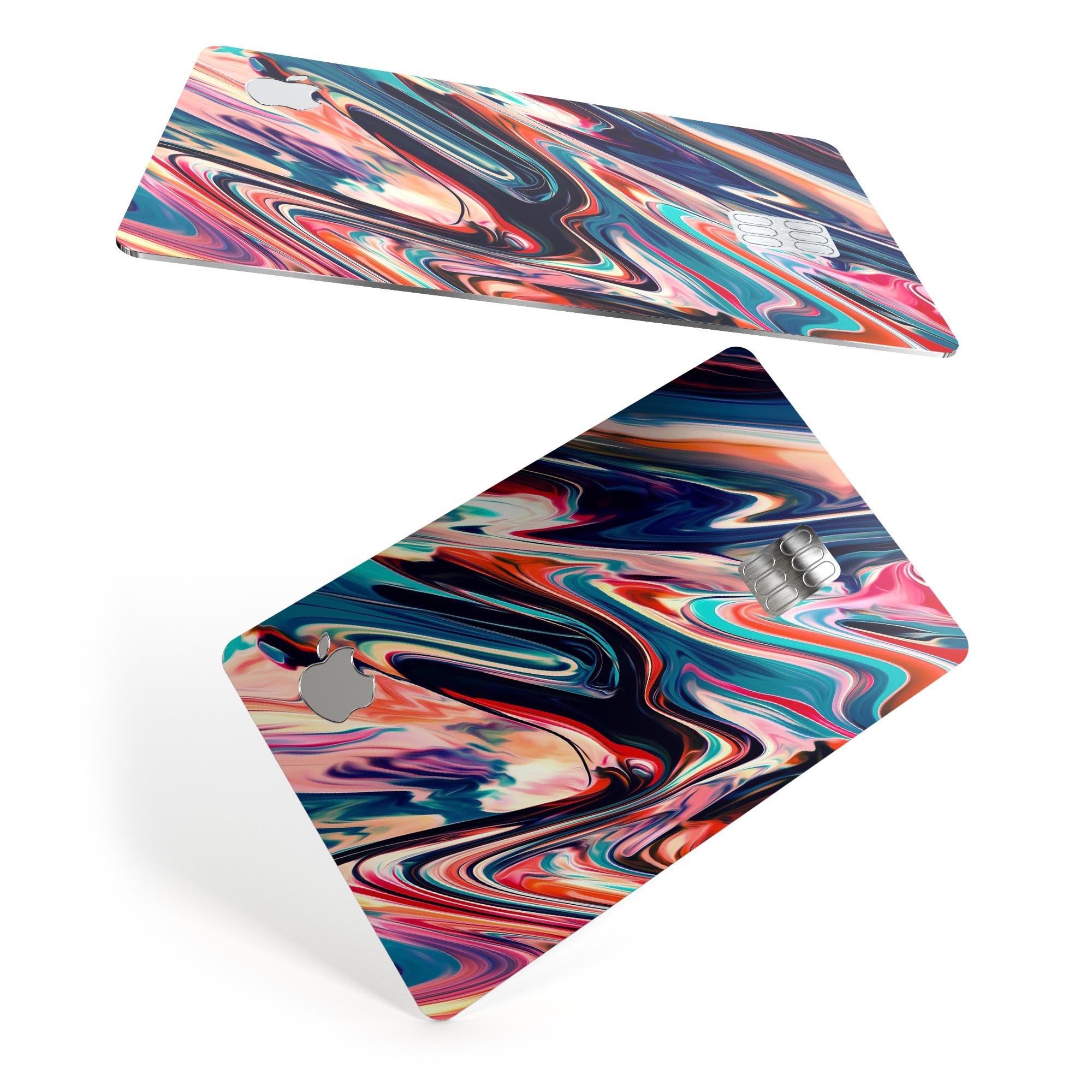 Liquid Abstract Paint Remix V8 skin for Apple Card, showcasing premium vinyl design with bubble-free installation.