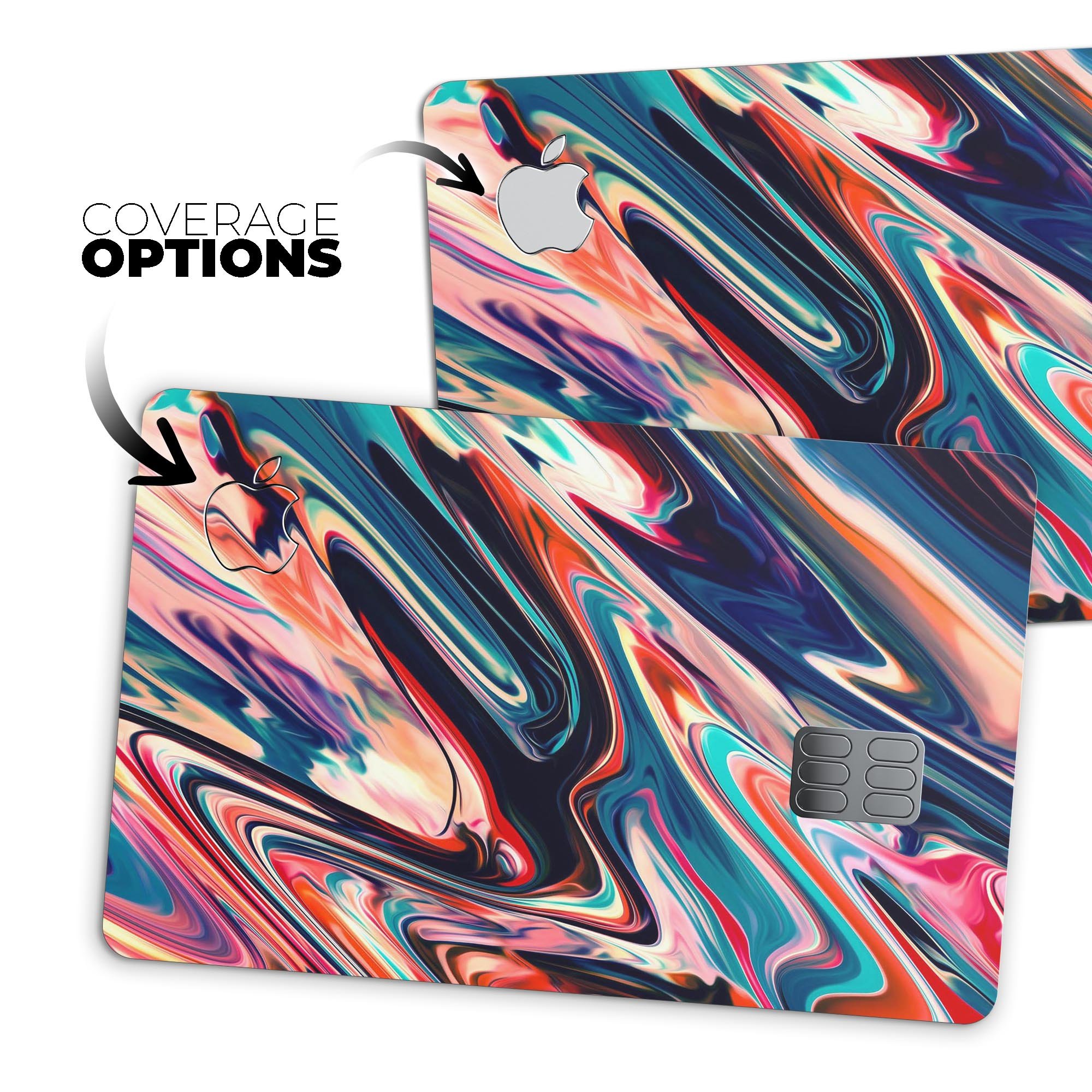 Liquid Abstract Paint Remix V8 skin for Apple Card, showcasing premium vinyl design with bubble-free installation.