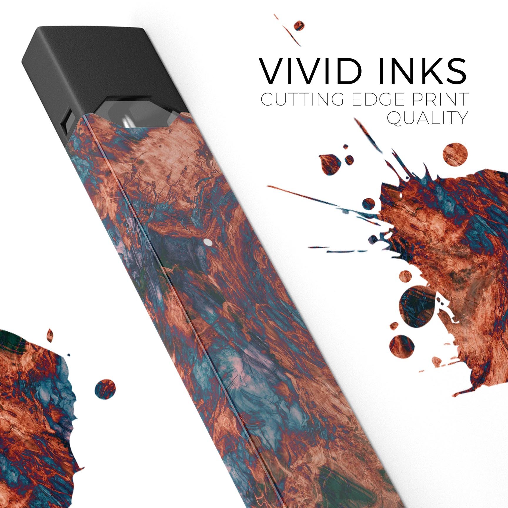 Liquid Abstract Paint Remix V81 skin-wrap for JUUL device, showcasing vibrant colors and a sleek design.