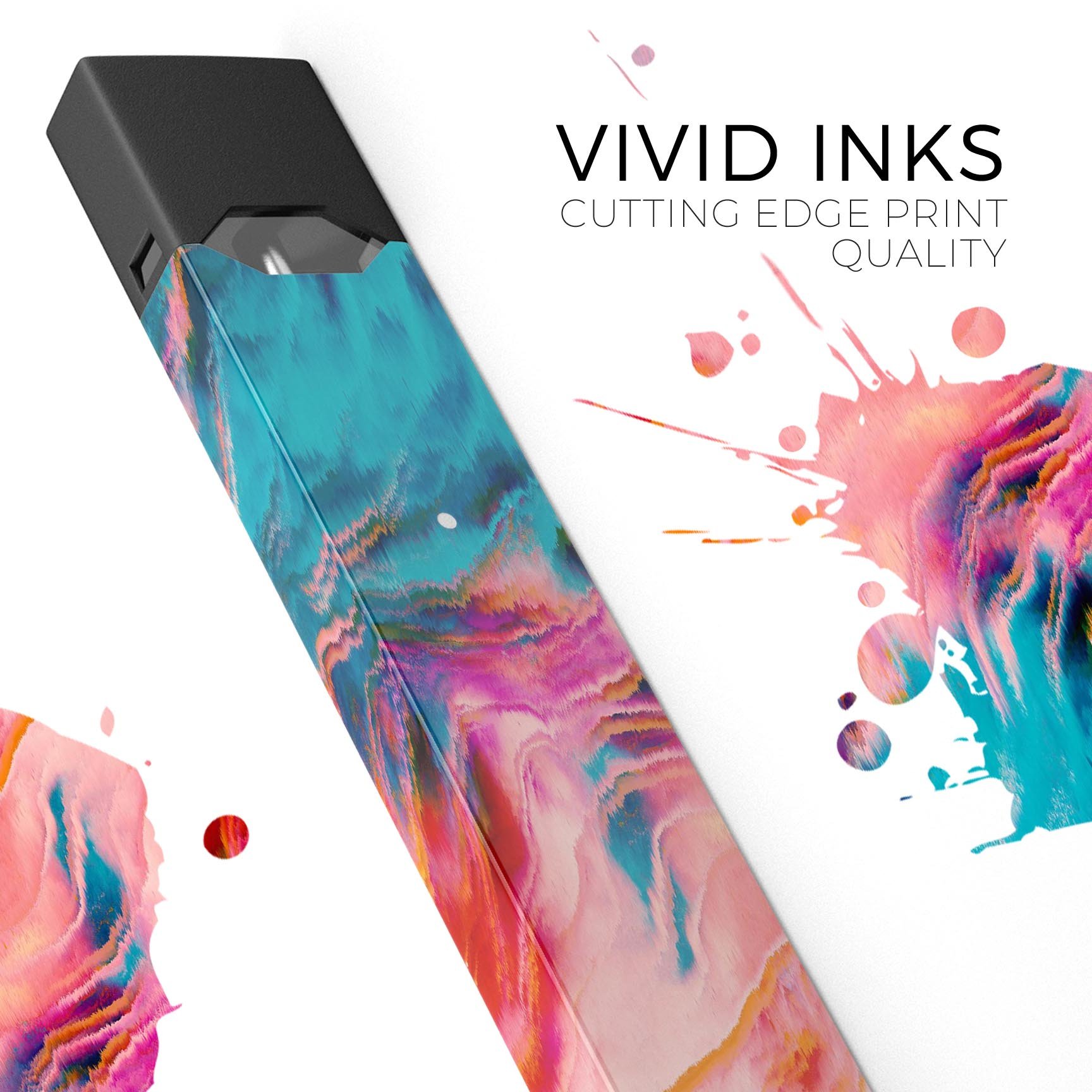 Liquid Abstract Paint Remix V84 skin-wrap for JUUL device, featuring vibrant colors and a protective design.