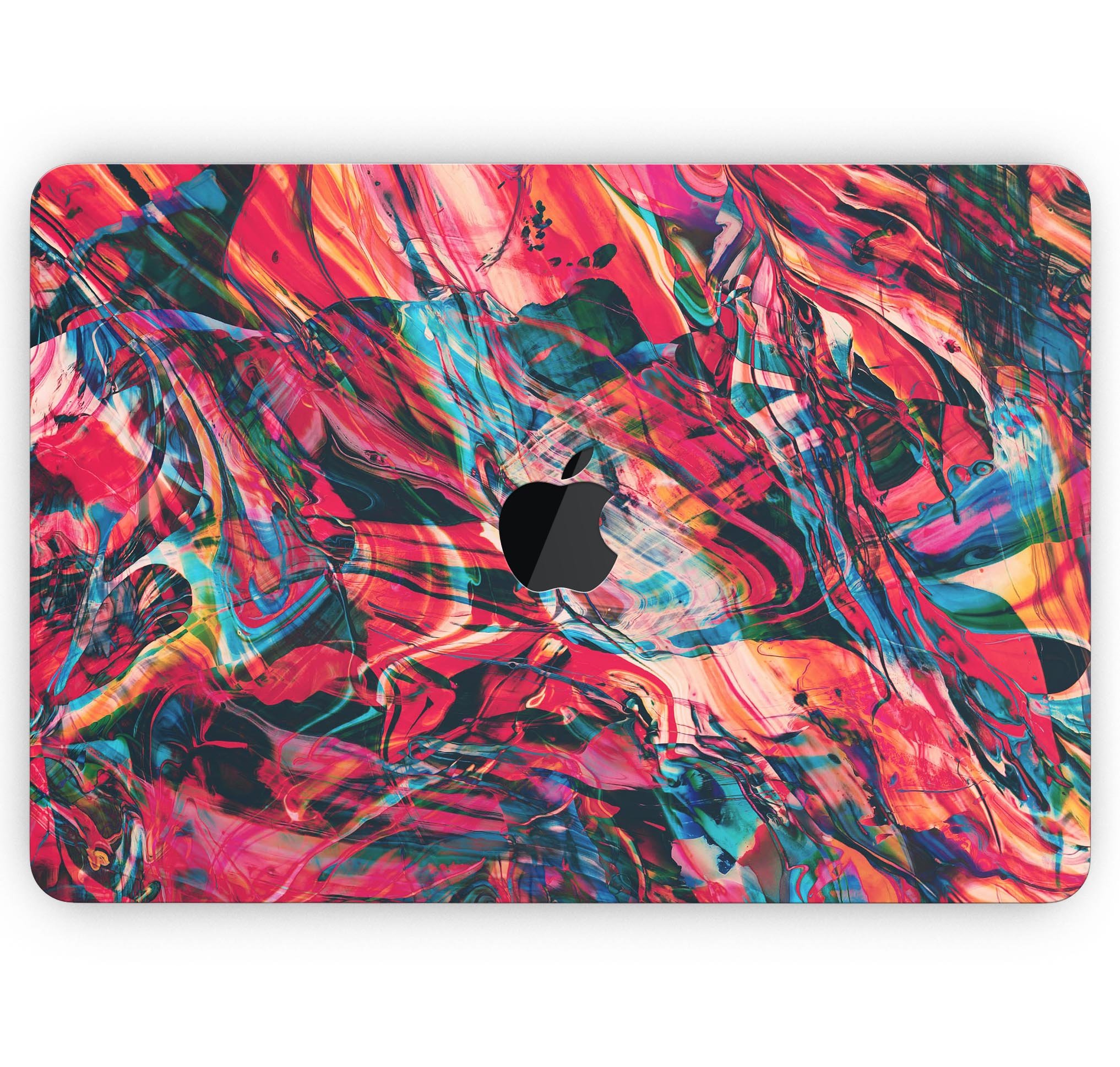 Liquid Abstract Paint Remix V87 skin decal wrap kit for MacBook, showcasing vibrant colors and a sleek design.