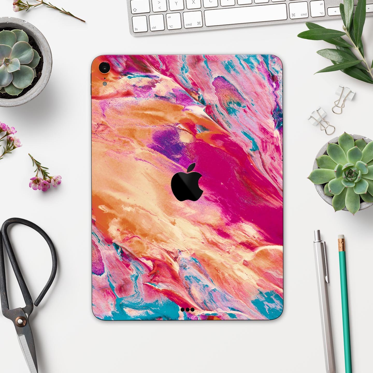 Liquid Abstract Paint Remix V90 skin decal for Apple devices, showcasing vibrant abstract design and premium 3M material.