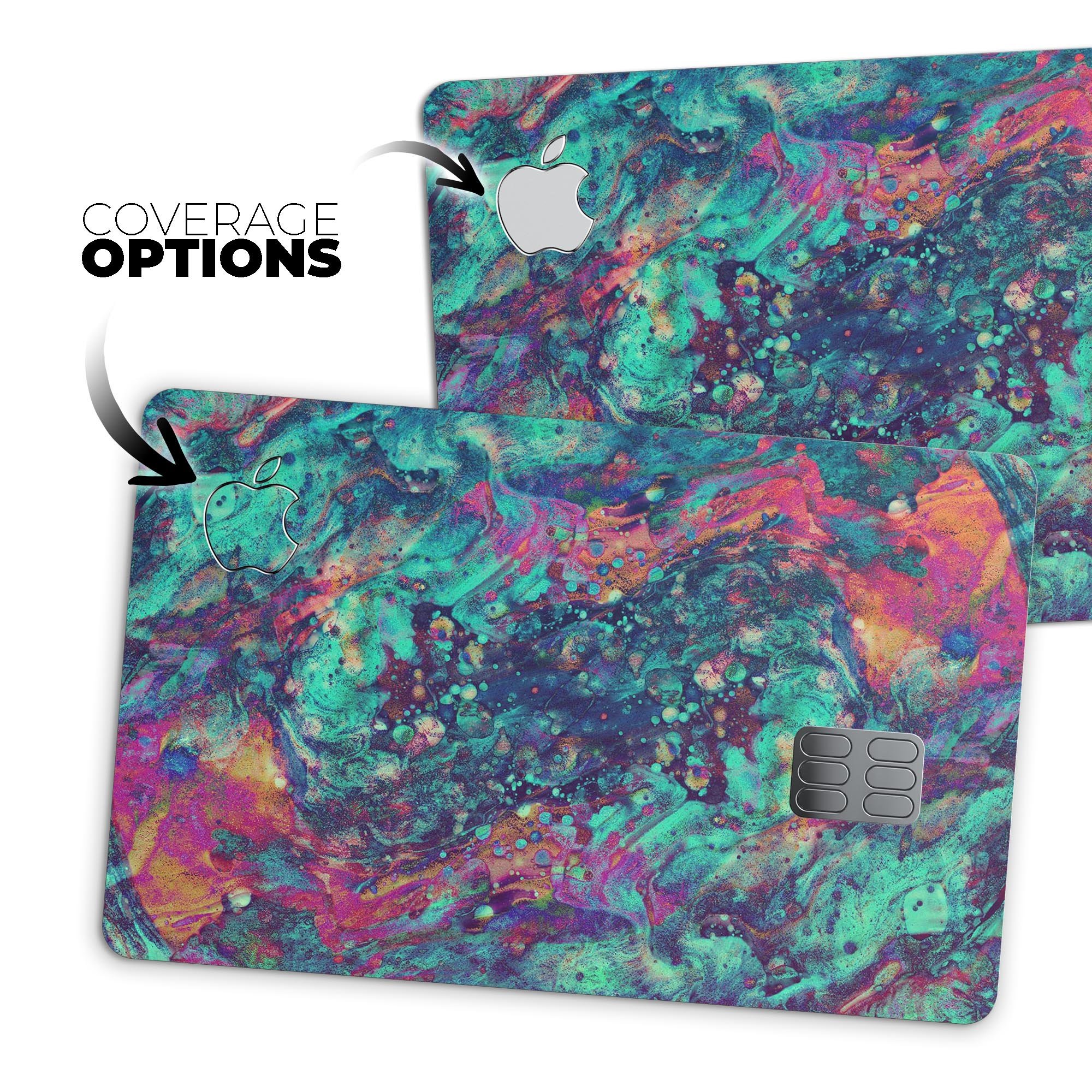 Liquid Abstract Paint Remix V91 skin for Apple Card, showcasing vibrant design and premium vinyl material.