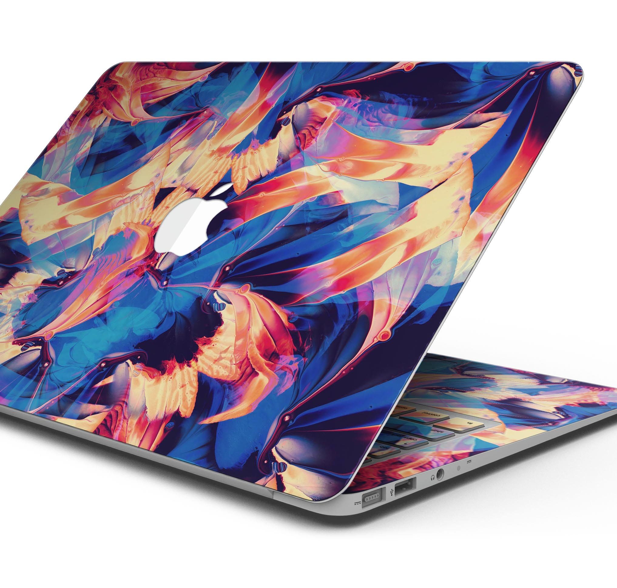Liquid Abstract Paint Remix V94 skin decal wrap kit for MacBook, showcasing vibrant colors and a sleek design.