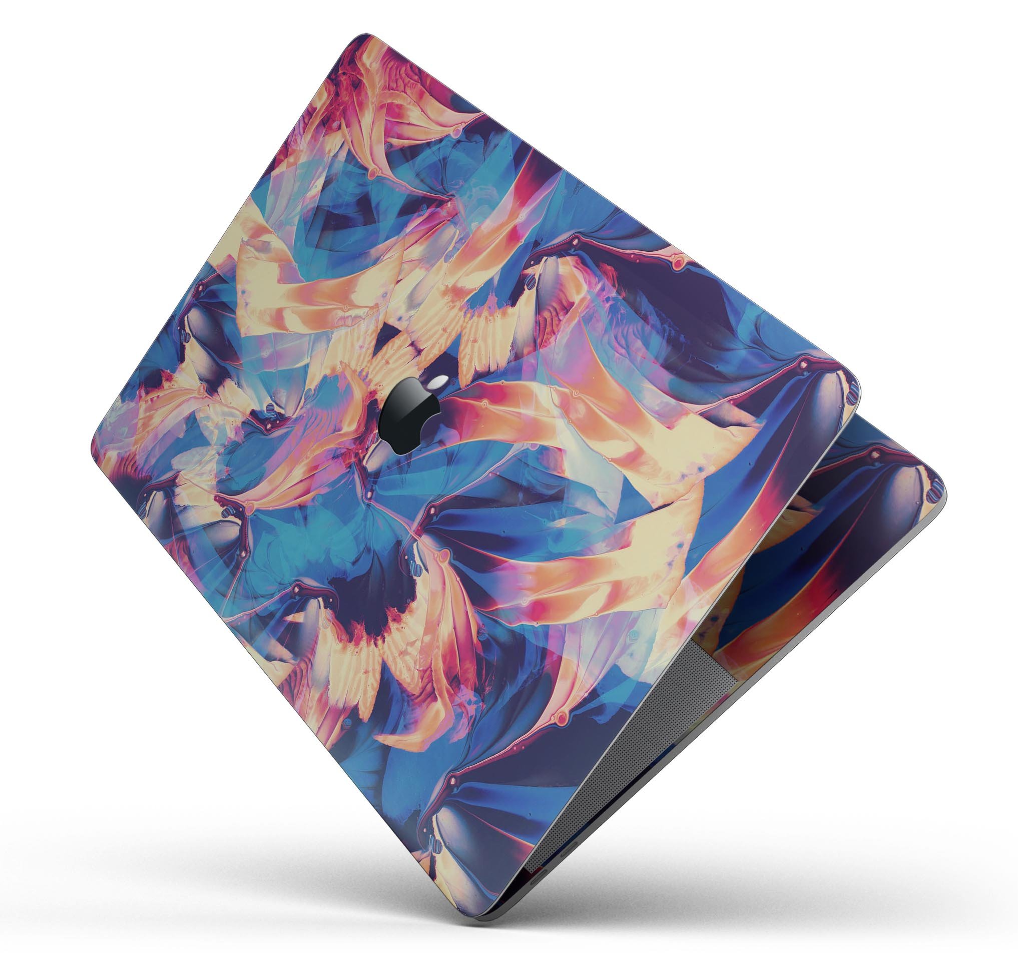 Liquid Abstract Paint Remix V94 skin decal wrap kit for MacBook, showcasing vibrant colors and a sleek design.
