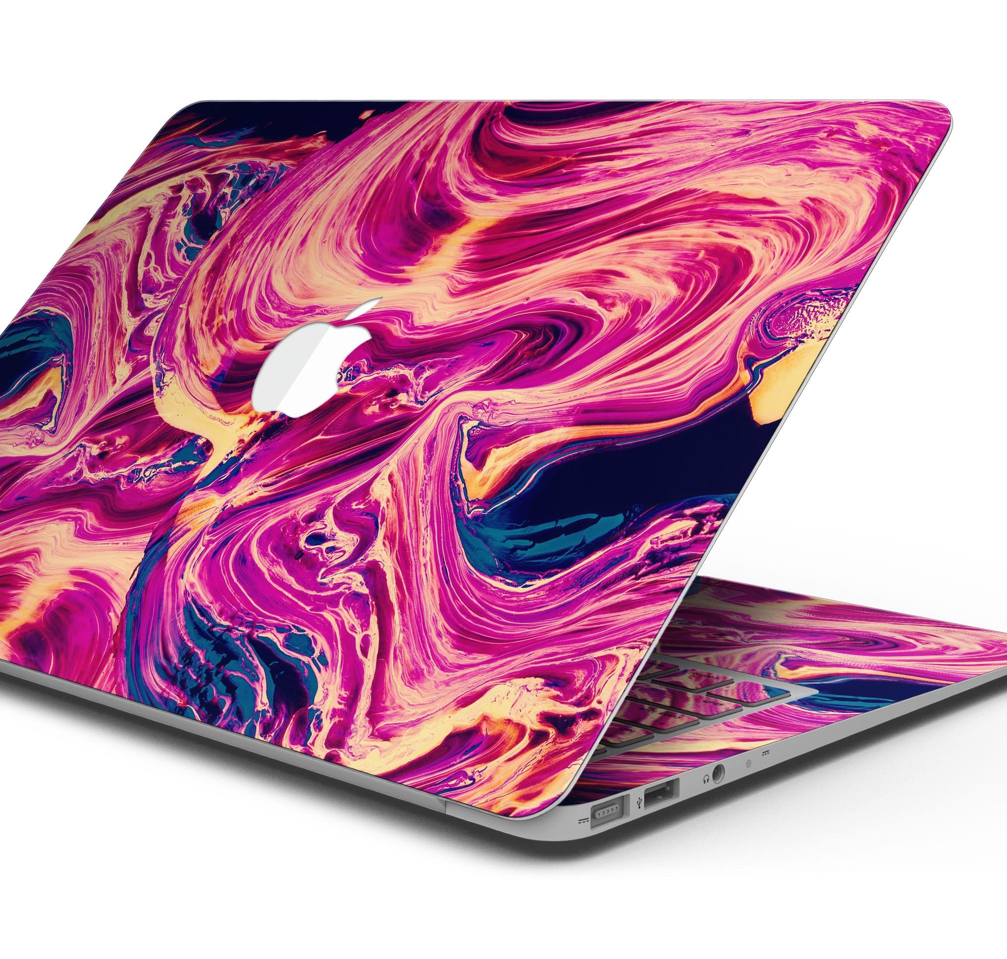 Liquid Abstract Paint Remix V95 skin decal wrap kit for MacBook, showcasing vibrant colors and a sleek design.