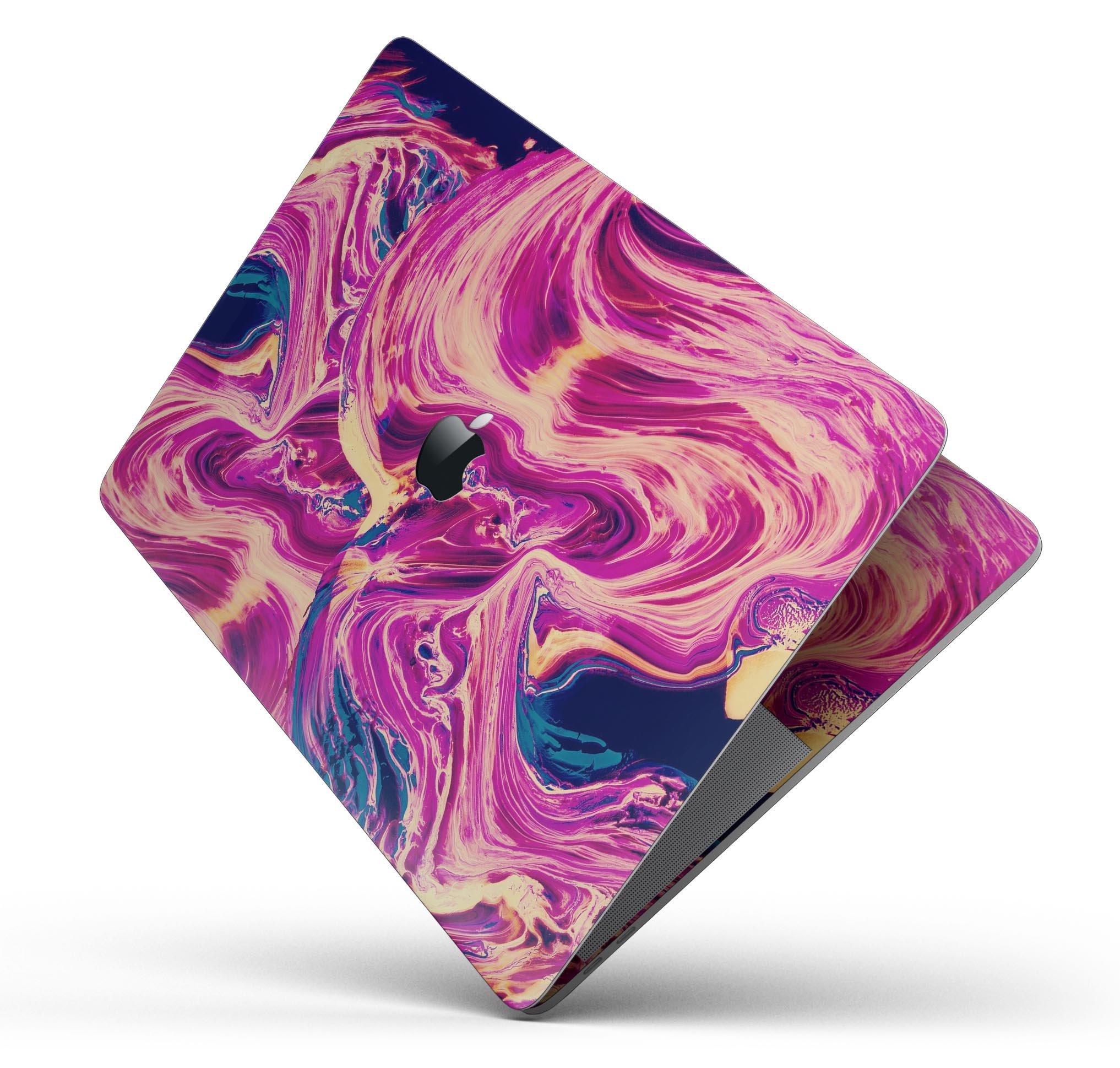 Liquid Abstract Paint Remix V95 skin decal wrap kit for MacBook, showcasing vibrant colors and a sleek design.