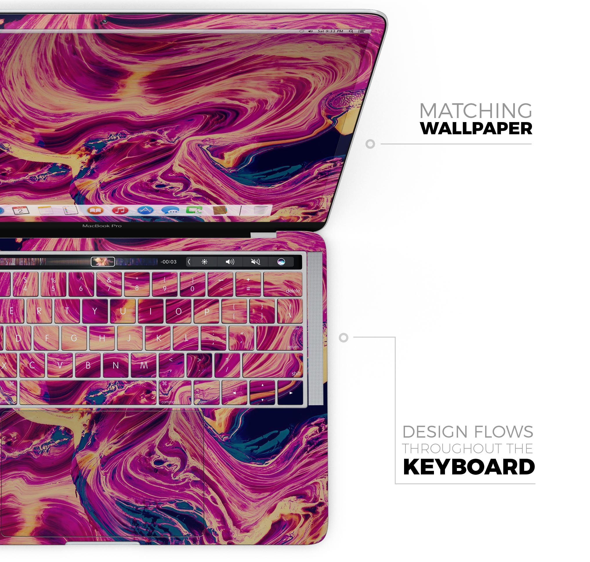 Liquid Abstract Paint Remix V95 skin decal wrap kit for MacBook, showcasing vibrant colors and a sleek design.