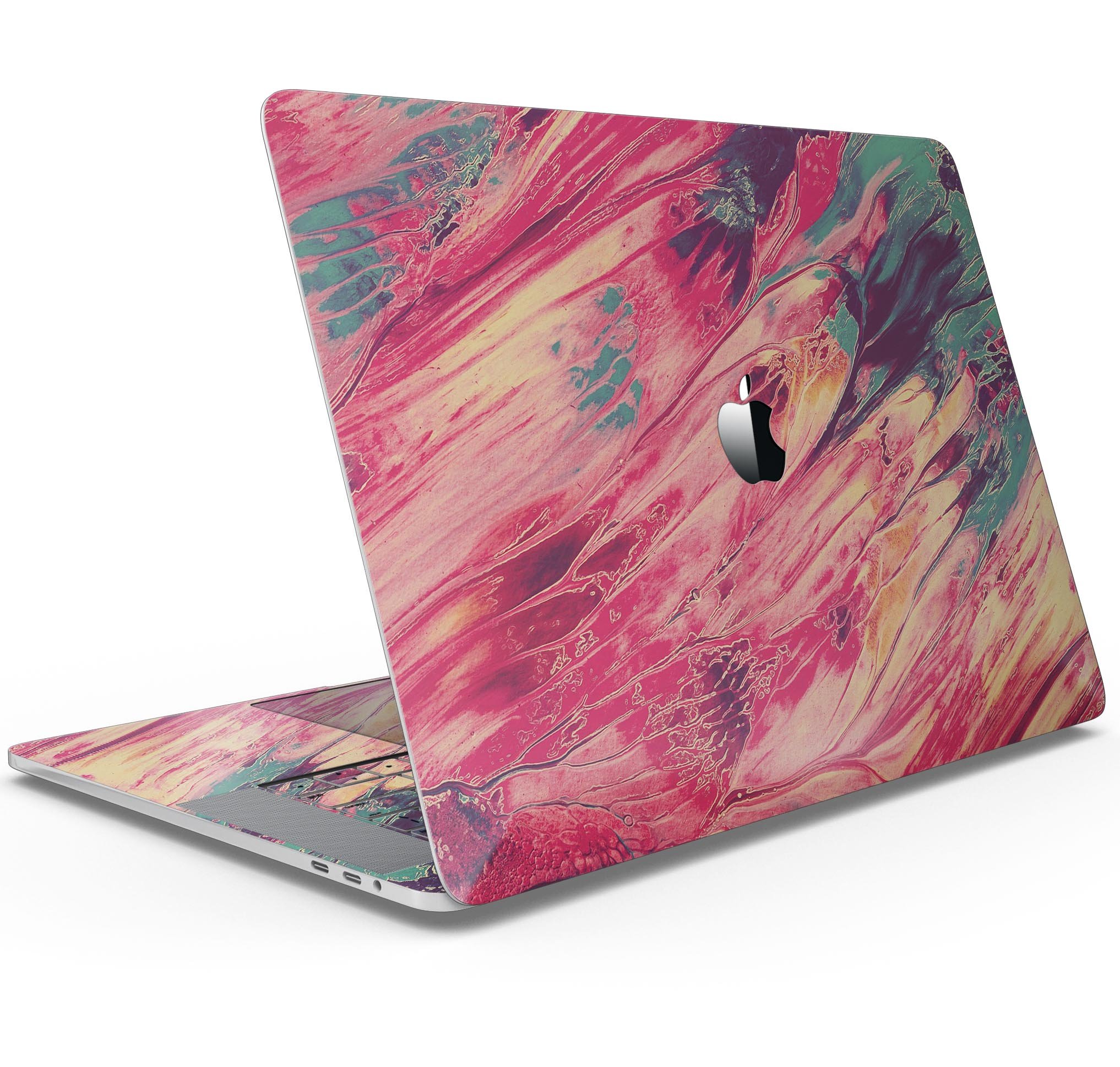 Liquid Abstract Paint Remix V96 skin decal wrap kit for MacBook, showcasing vibrant colors and a sleek design.