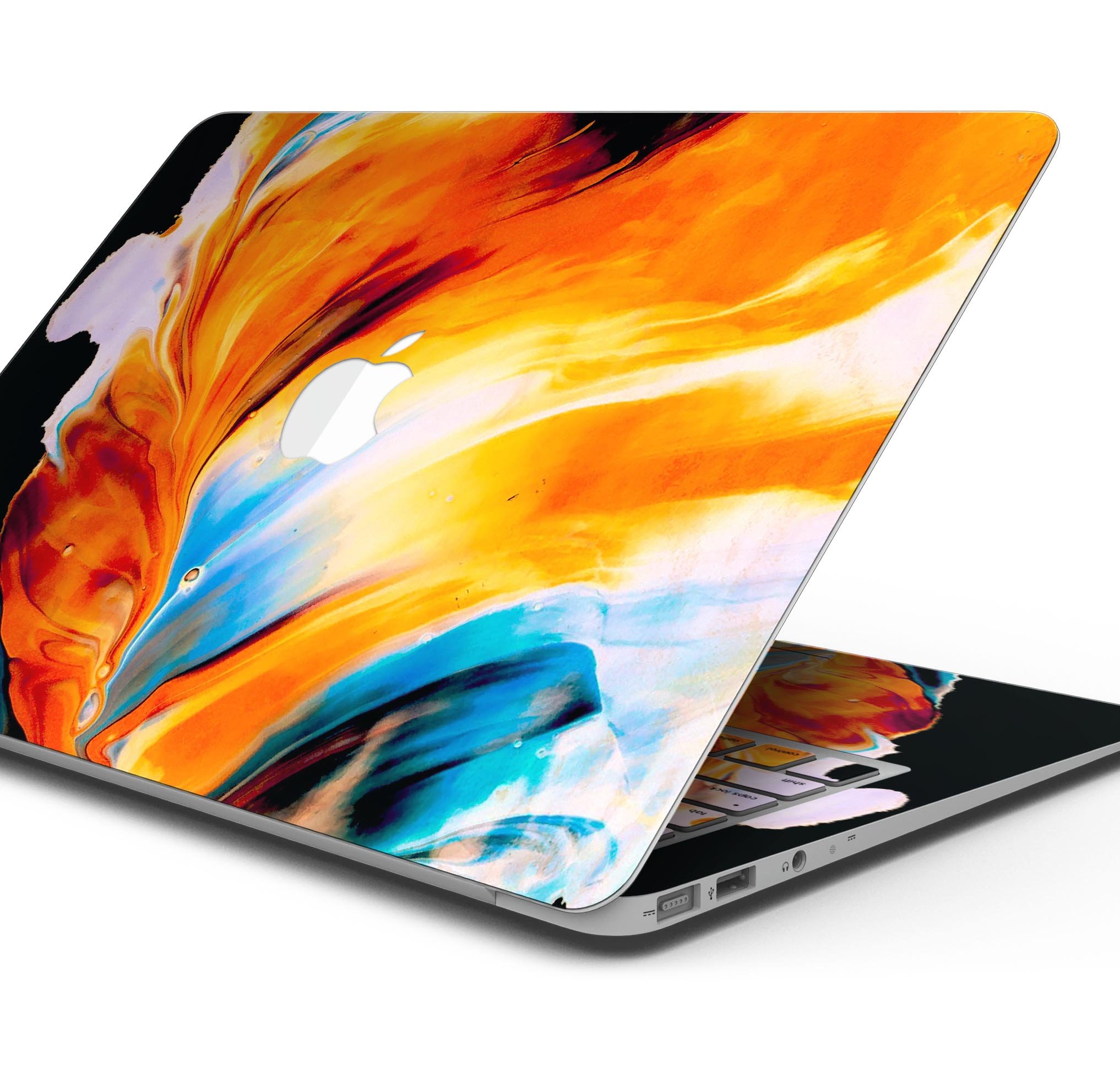 Liquid Abstract Paint V1 skin decal wrap kit for MacBook, showcasing vibrant colors and a sleek design.