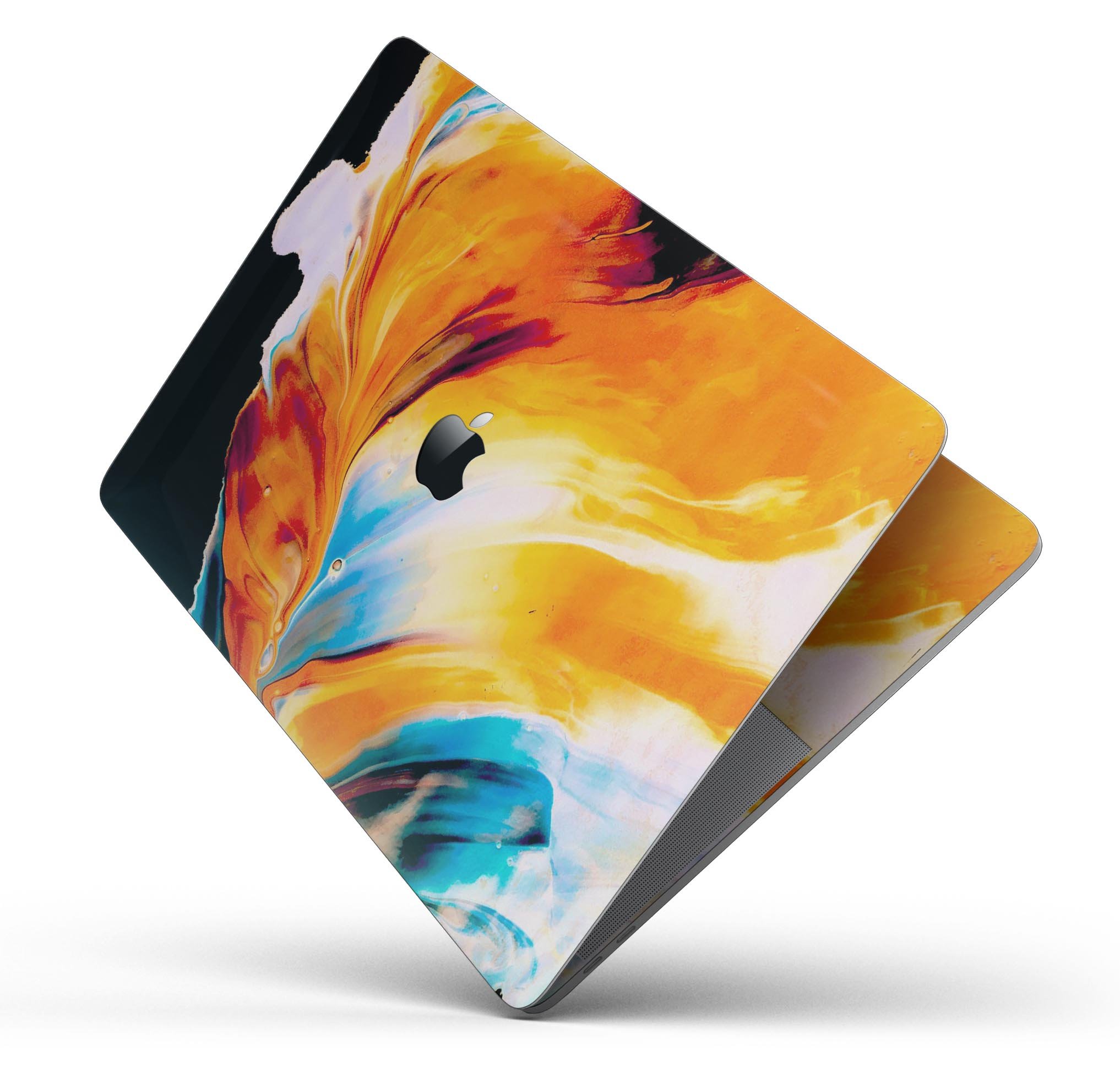 Liquid Abstract Paint V1 skin decal wrap kit for MacBook, showcasing vibrant colors and a sleek design.