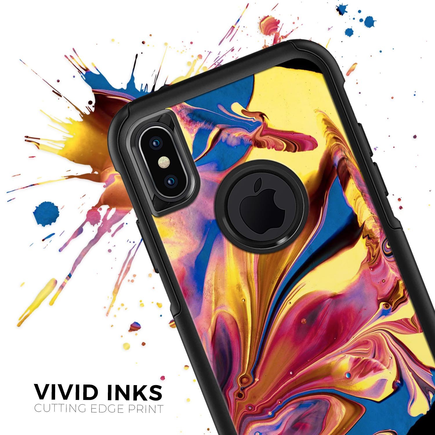 Liquid Abstract Paint V11 Skin Kit for iPhone OtterBox Cases featuring vibrant abstract design and premium 3M materials.