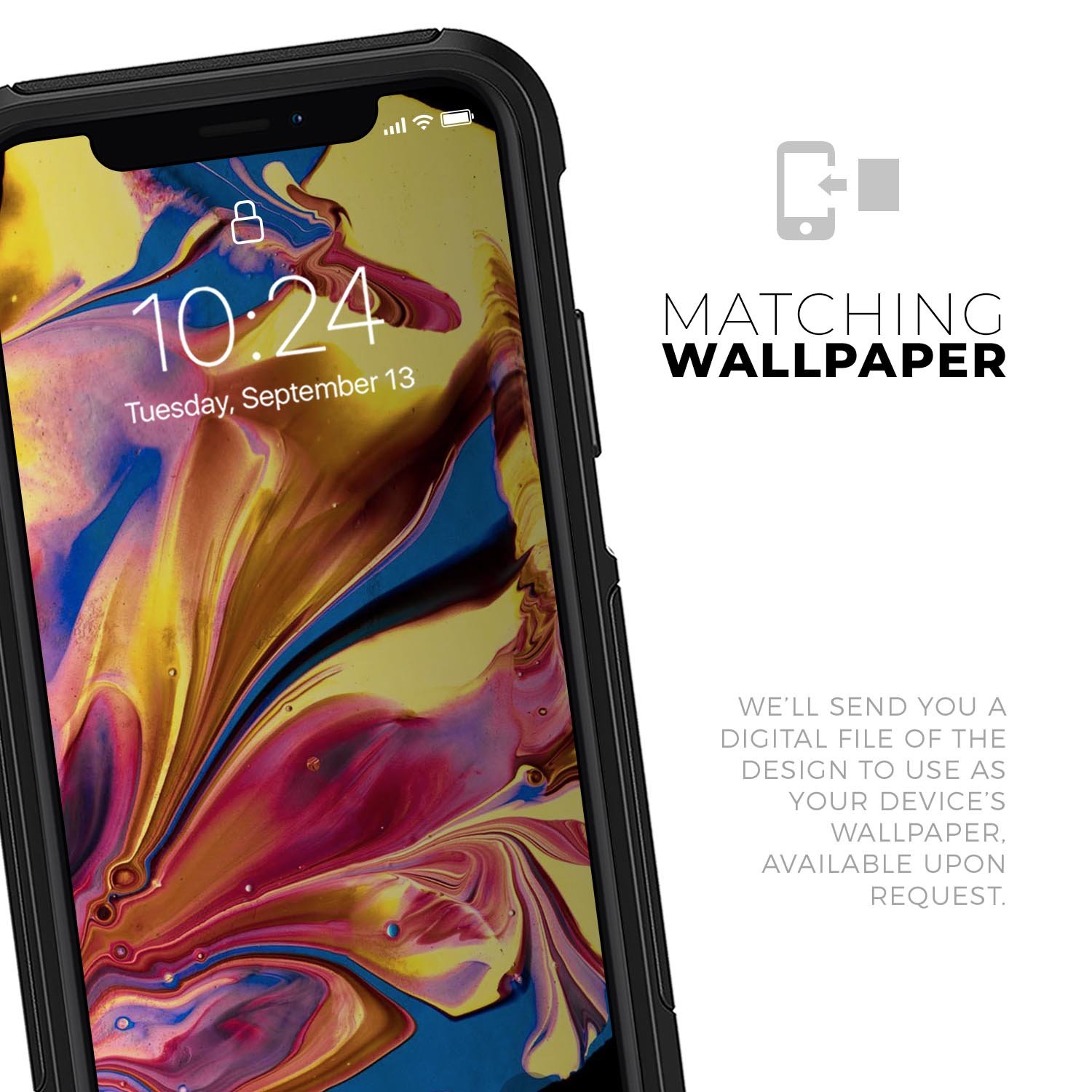 Liquid Abstract Paint V11 Skin Kit for iPhone OtterBox Cases featuring vibrant abstract design and premium 3M materials.