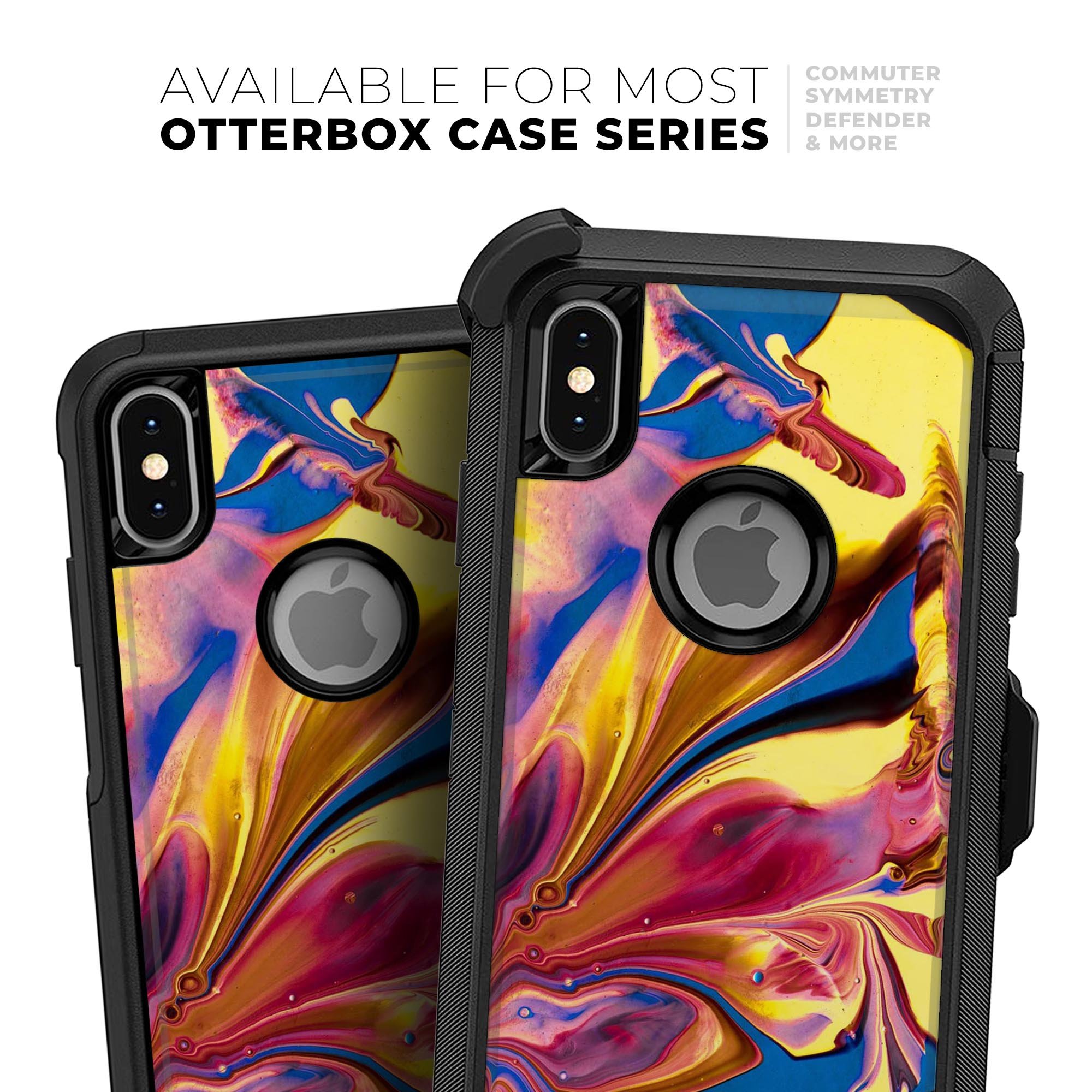 Liquid Abstract Paint V11 Skin Kit for iPhone OtterBox Cases featuring vibrant abstract design and premium 3M materials.