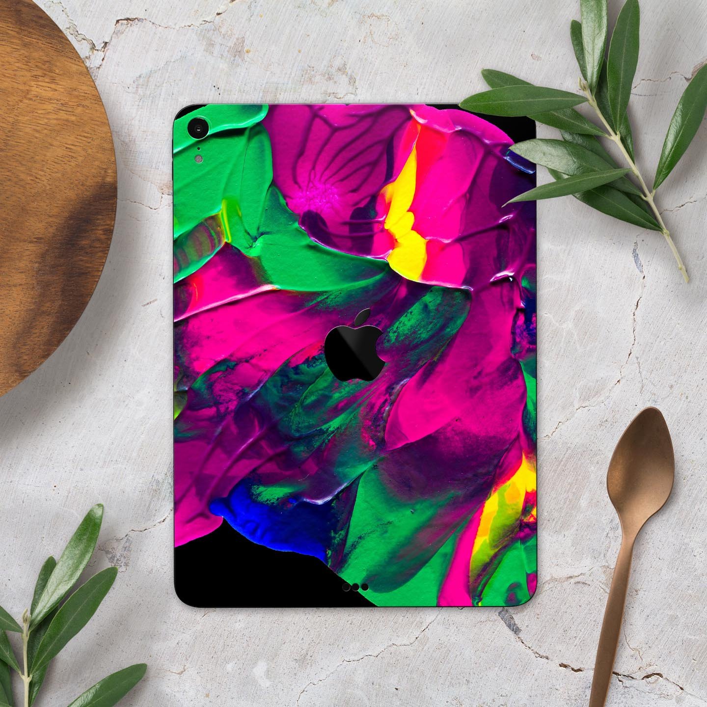 Liquid Abstract Paint V12 skin decal for Apple iPad, showcasing vibrant abstract design and premium 3M material.