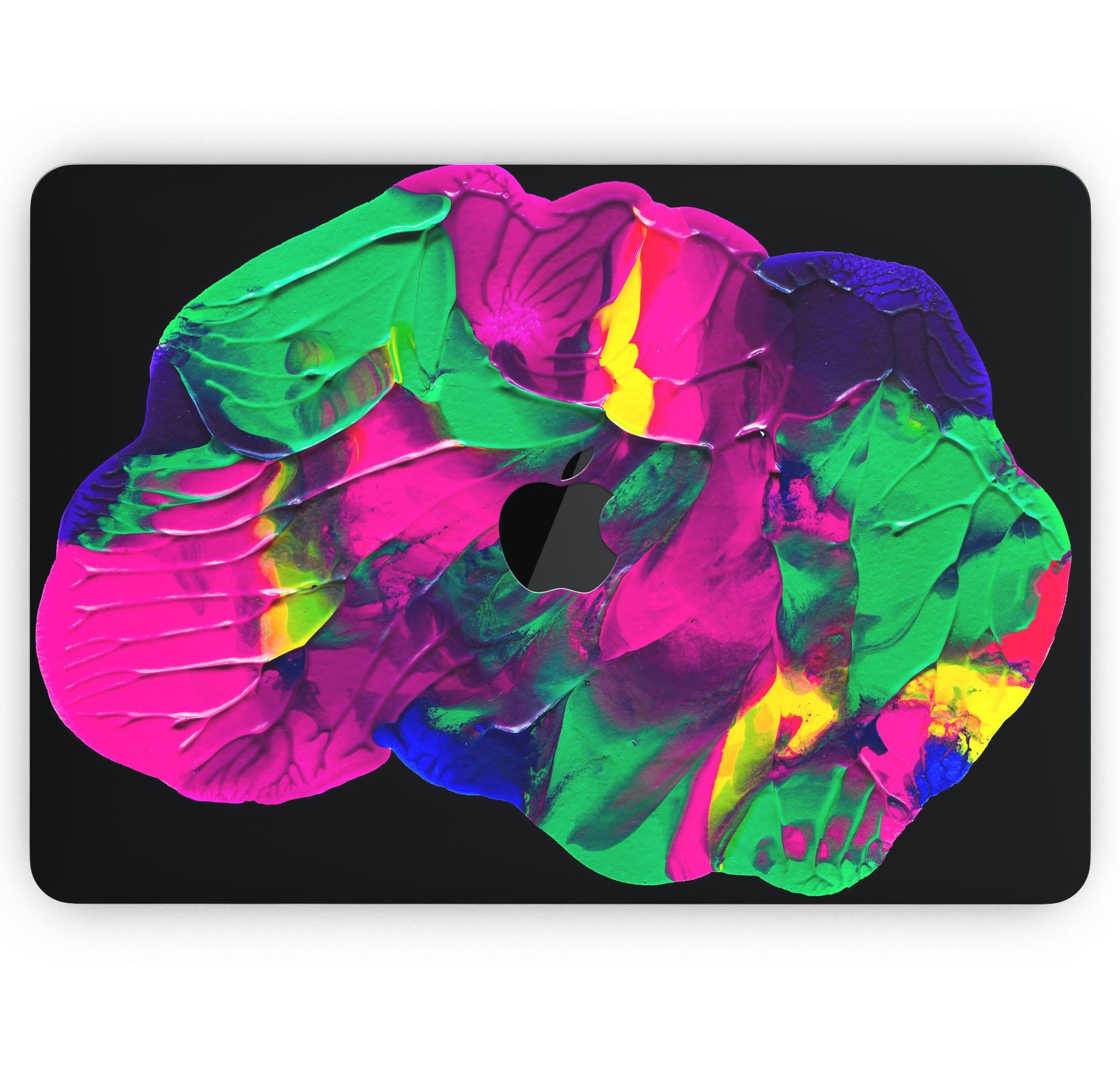 Liquid Abstract Paint V12 skin decal wrap kit for Apple MacBook, showcasing vibrant colors and a sleek design.