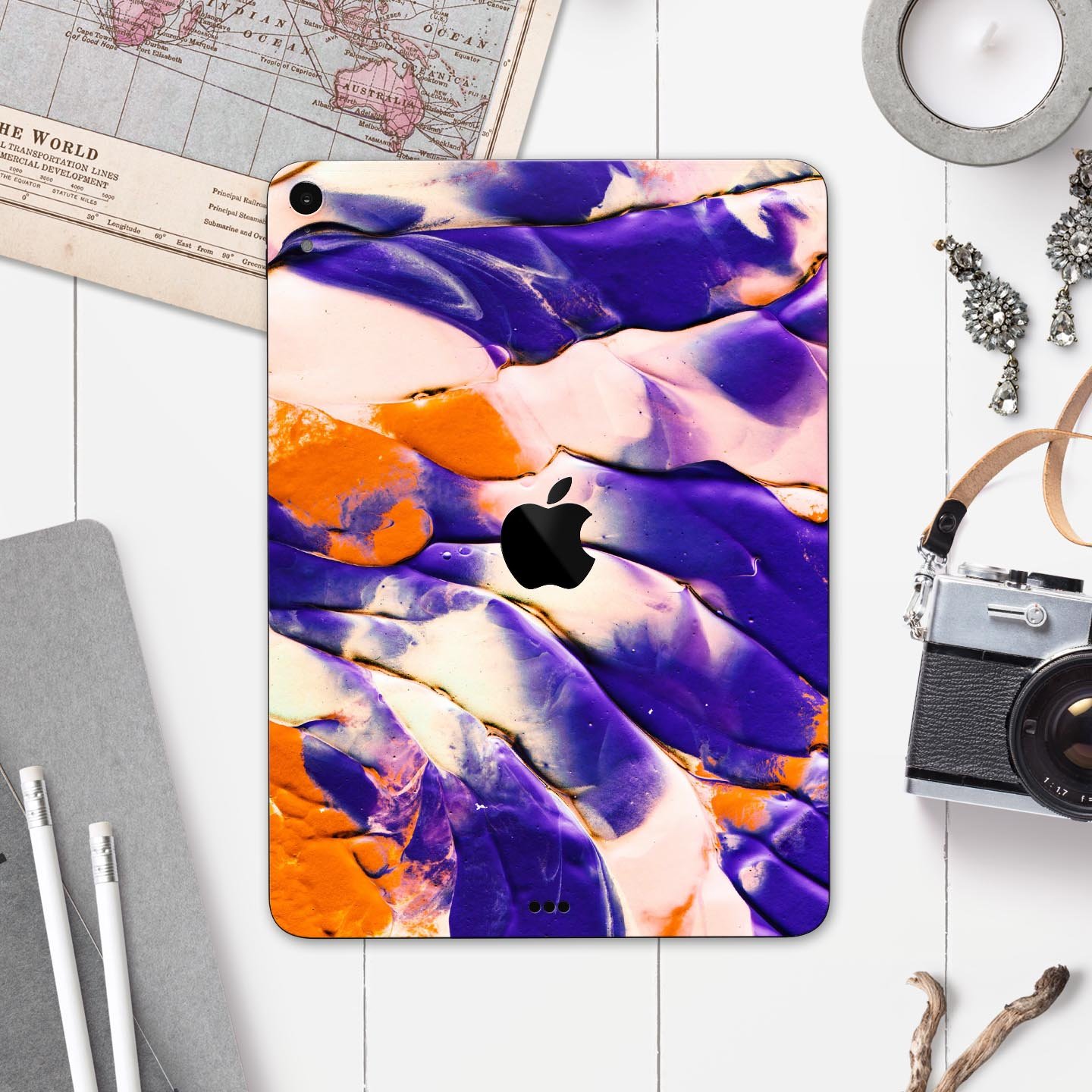 Liquid Abstract Paint V13 skin decal for Apple iPad, showcasing vibrant abstract design and premium 3M material.