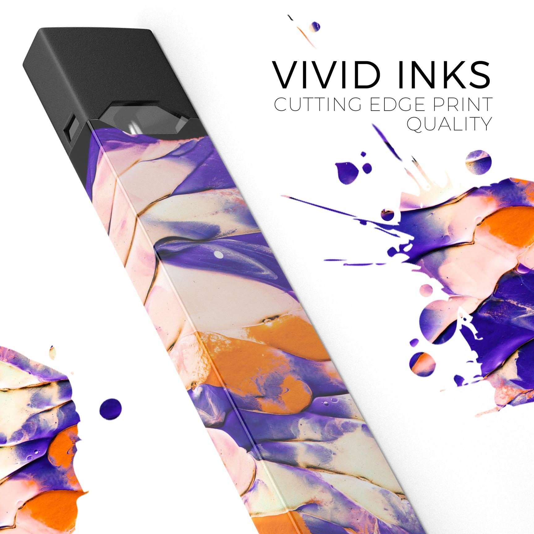 Liquid Abstract Paint V13 skin-wrap sticker designed for JUUL vaping device, showcasing vibrant abstract design and protective features.