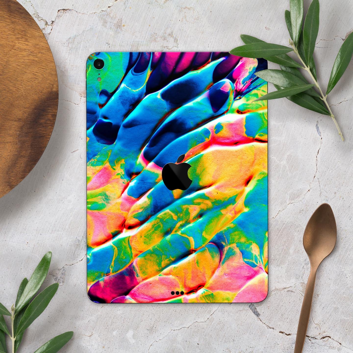 Liquid Abstract Paint V14 skin decal for Apple iPad, showcasing vibrant colors and premium 3M material.