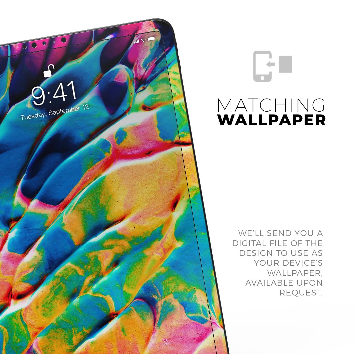 Liquid Abstract Paint V14 skin decal for Apple iPad, showcasing vibrant colors and premium 3M material.