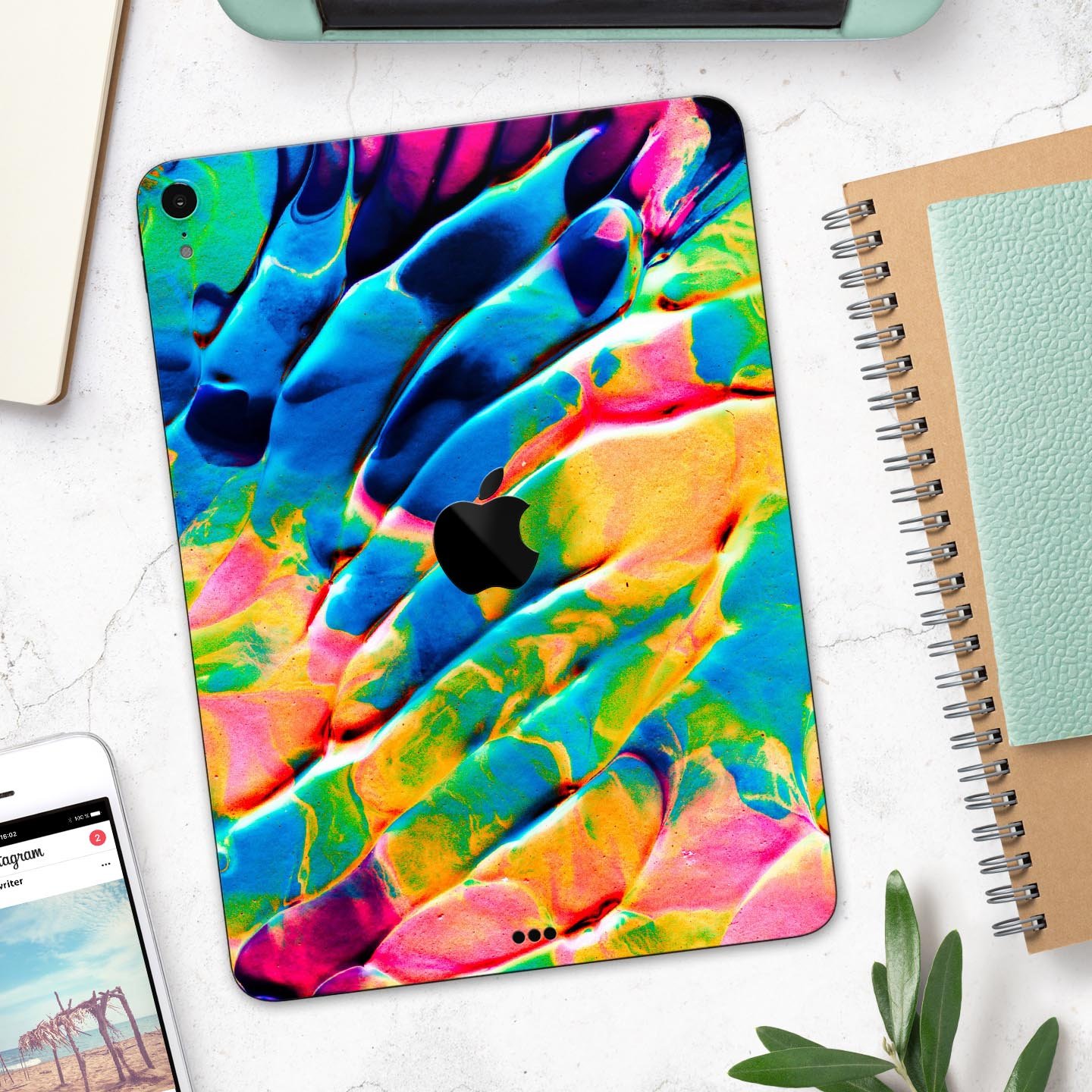 Liquid Abstract Paint V14 skin decal for Apple iPad, showcasing vibrant colors and premium 3M material.