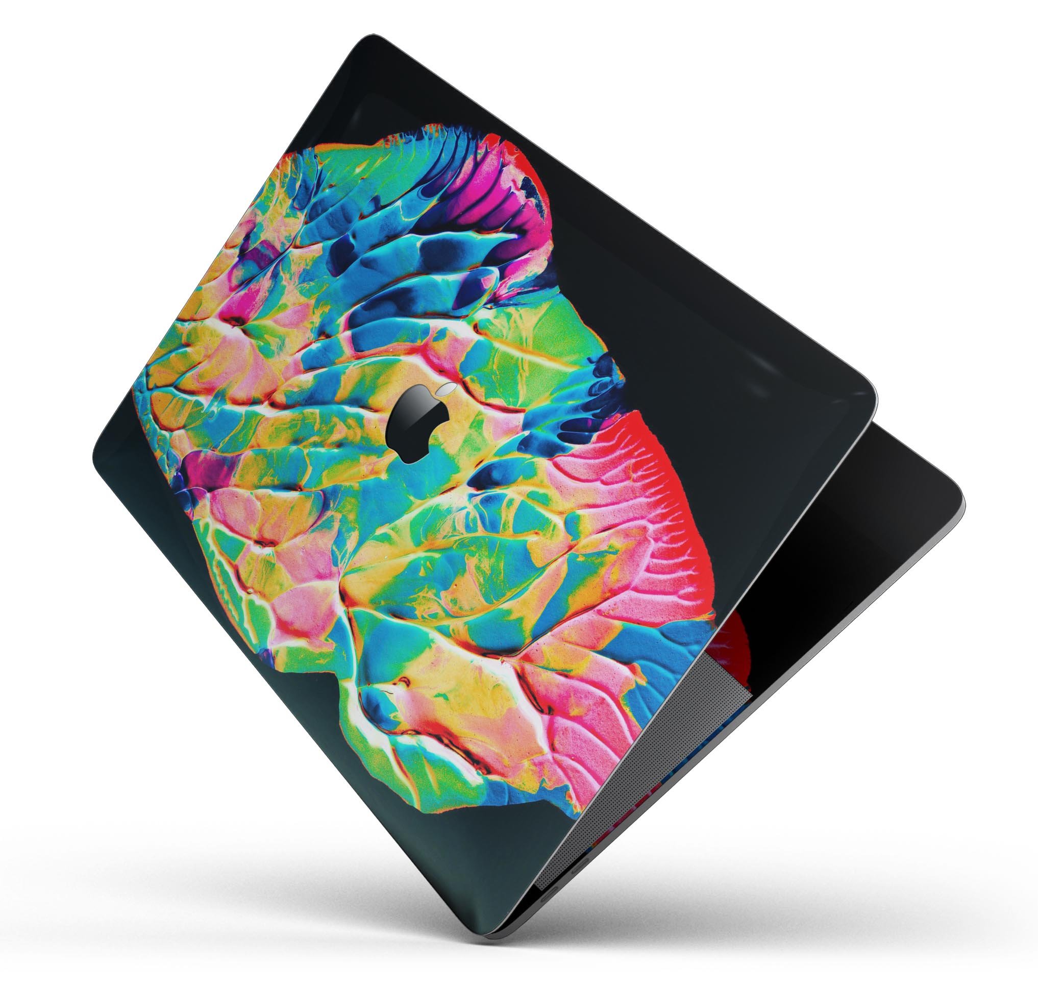 Liquid Abstract Paint V14 skin decal wrap kit for Apple MacBook, showcasing vibrant colors and a sleek design.