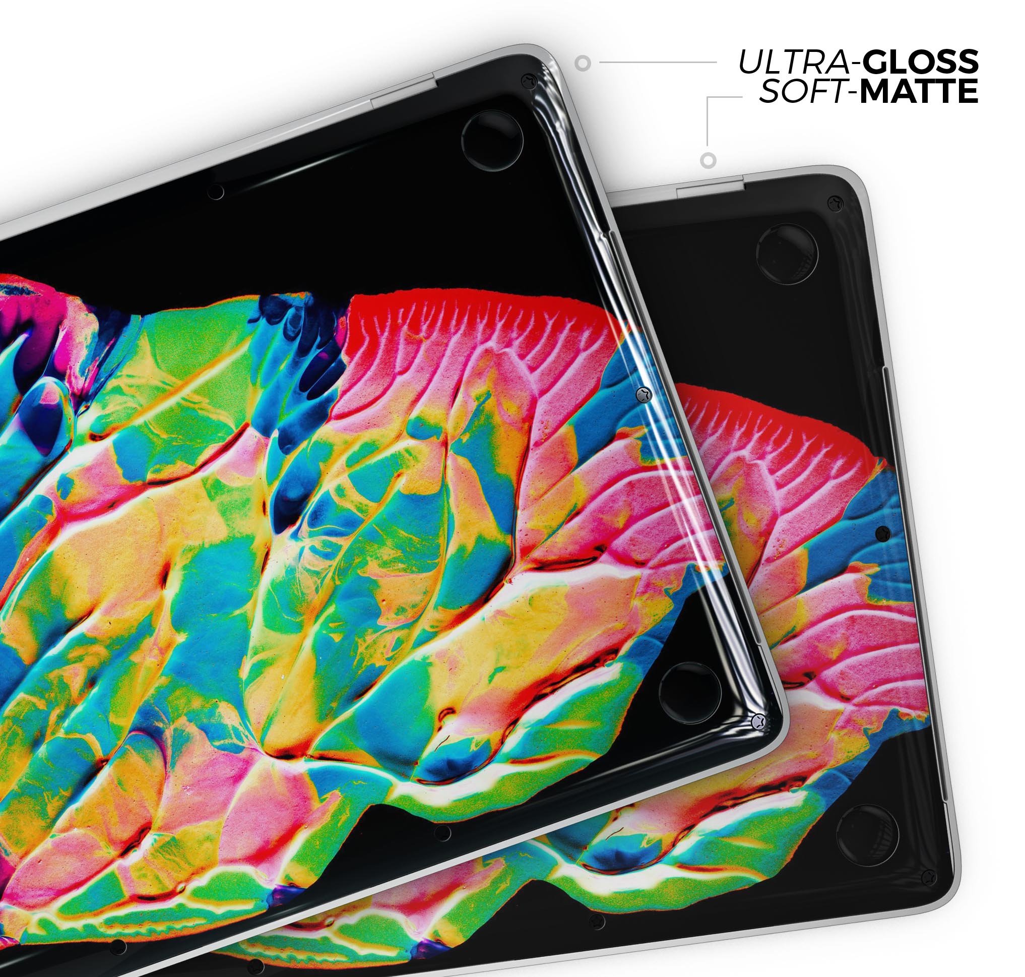 Liquid Abstract Paint V14 skin decal wrap kit for Apple MacBook, showcasing vibrant colors and a sleek design.