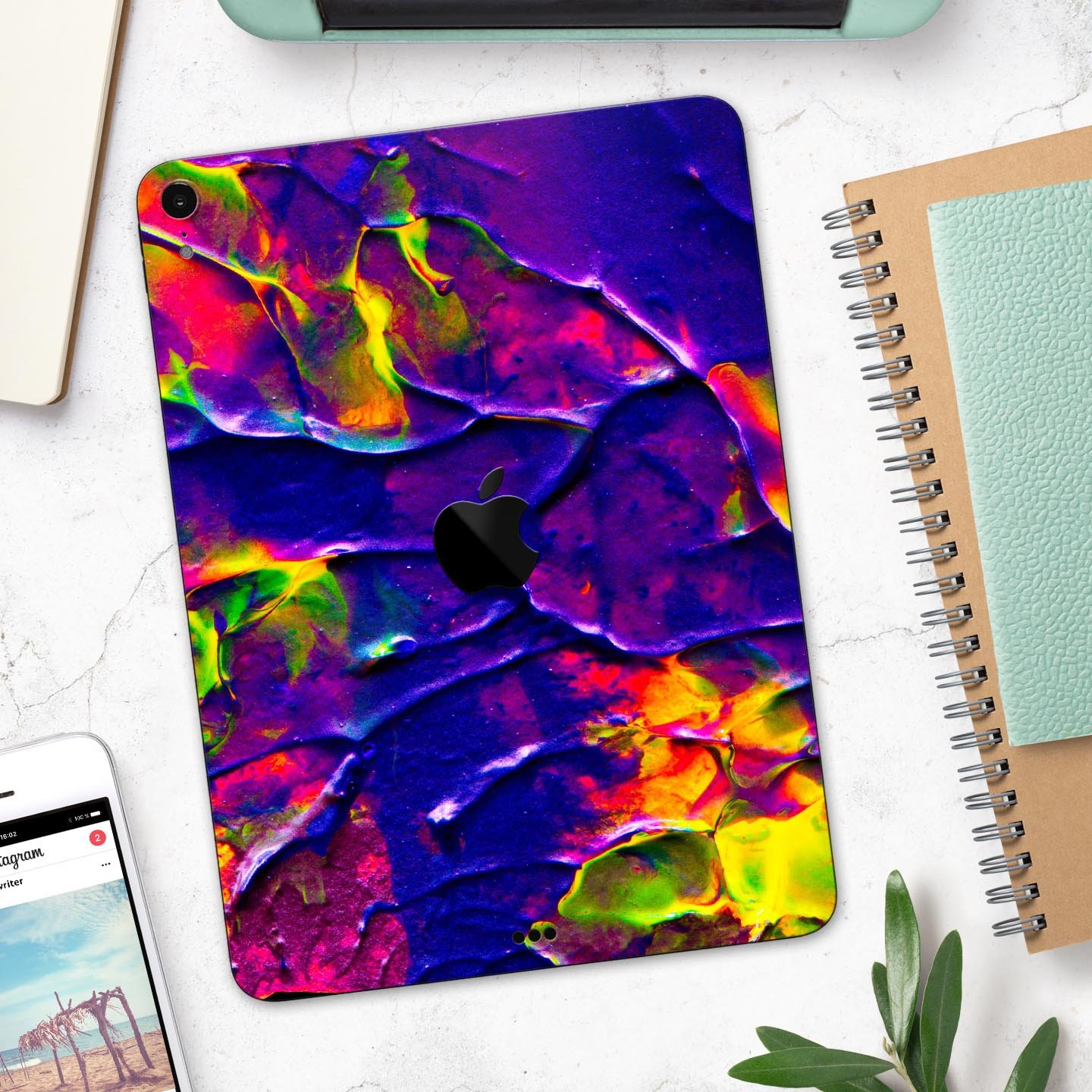 Liquid Abstract Paint V16 full body skin decal for Apple iPad, showcasing vibrant abstract design and premium 3M material.