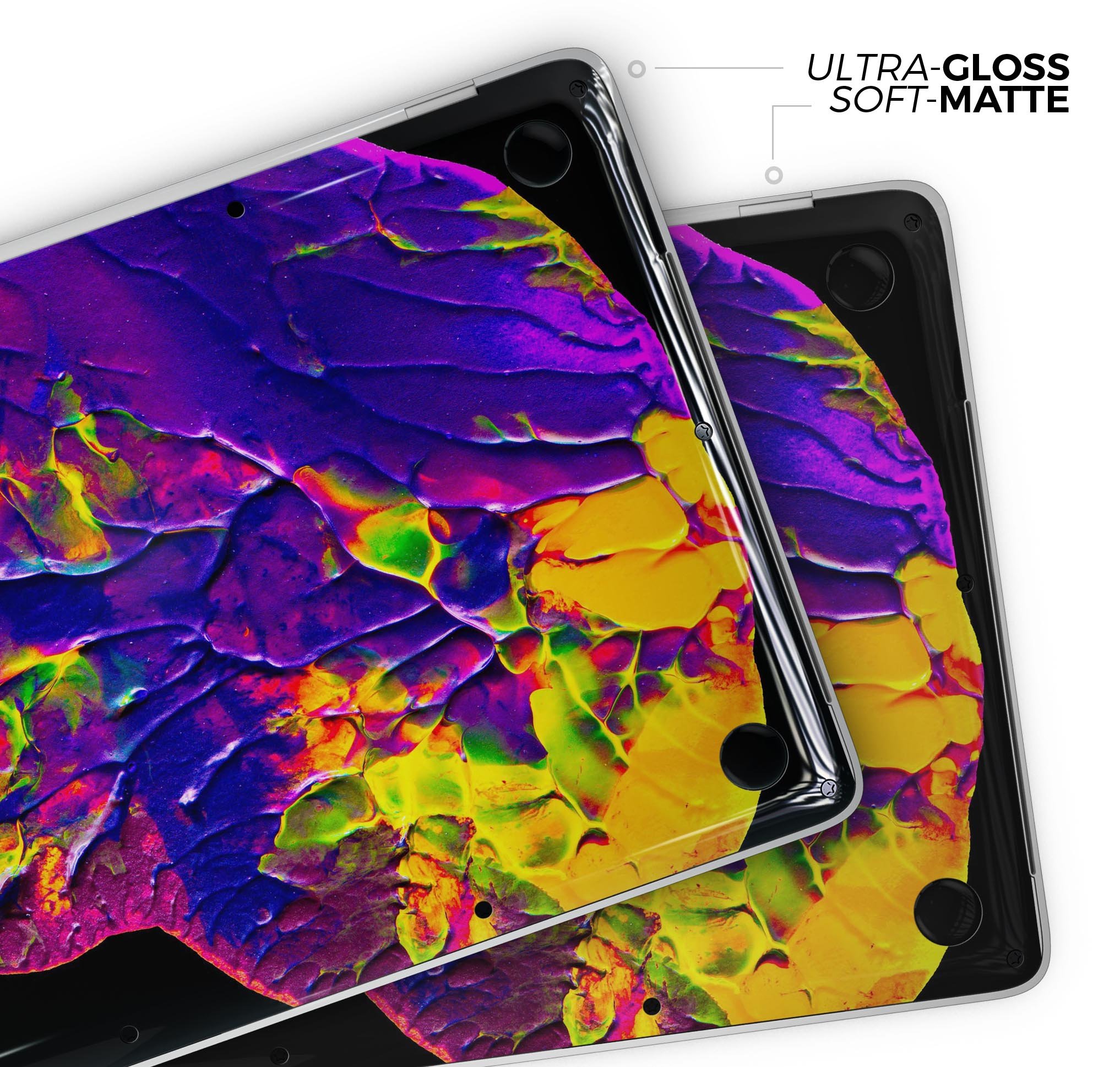Liquid Abstract Paint V16 skin decal wrap kit for Apple MacBook, showcasing vibrant colors and a sleek design.