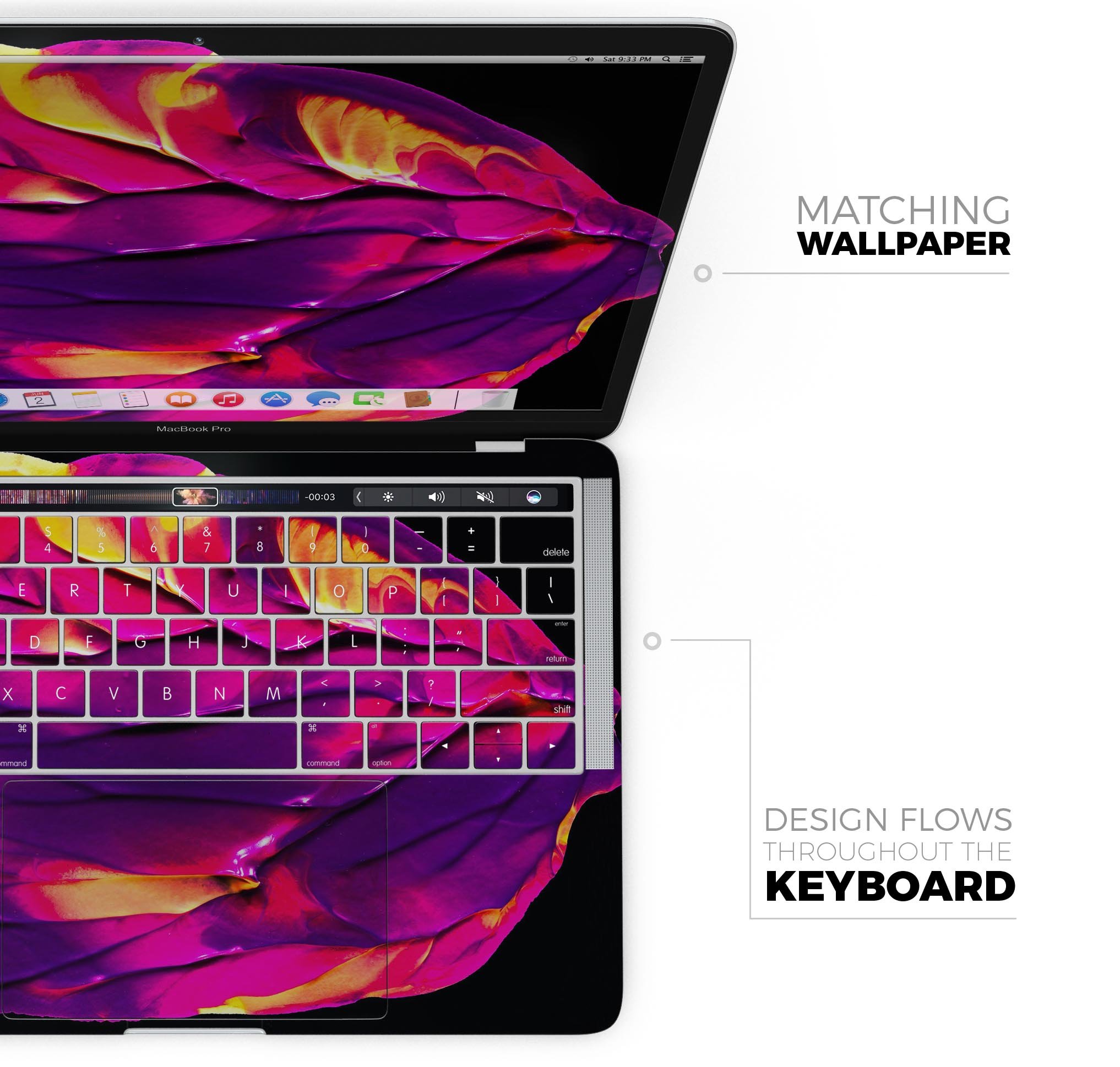 Liquid Abstract Paint V17 skin decal wrap kit for Apple MacBook, showcasing vibrant colors and a sleek design.