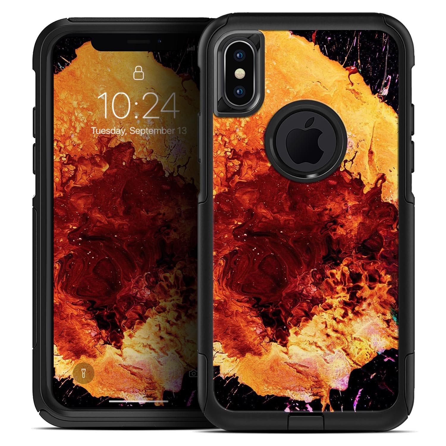 Liquid Abstract Paint V18 Skin Kit for iPhone OtterBox cases featuring vibrant abstract design and premium 3M materials.
