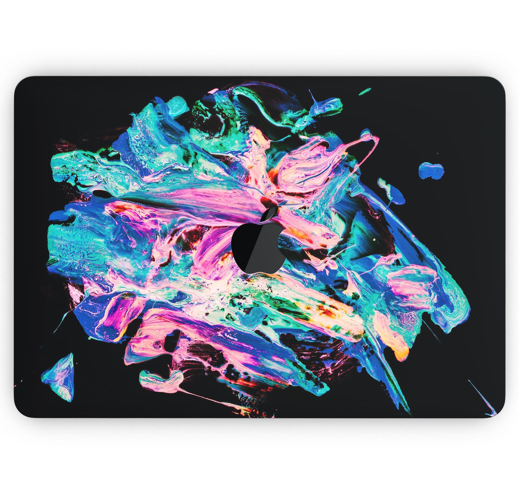 Liquid Abstract Paint V20 skin decal wrap kit for MacBook, showcasing vibrant colors and a sleek design.