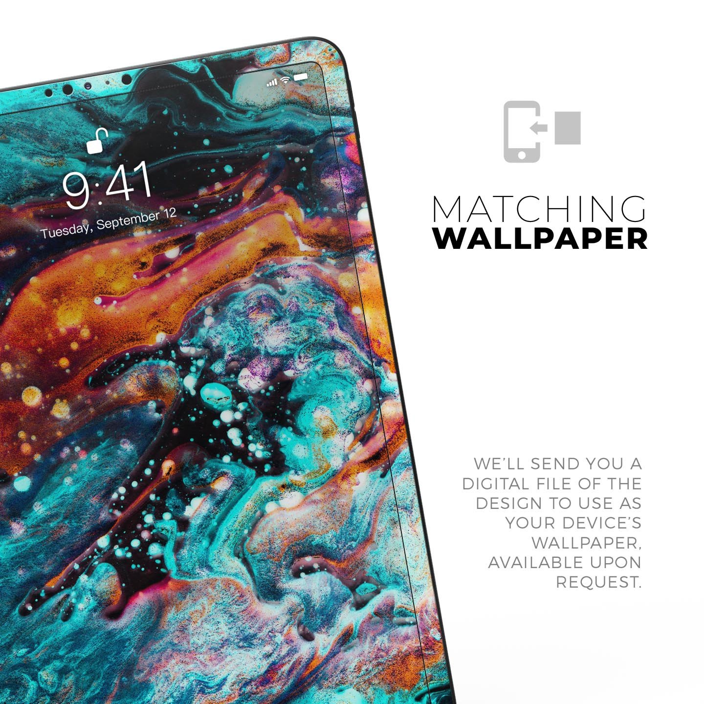 Liquid Abstract Paint V21 skin decal for Apple iPad, showcasing vibrant abstract design and premium 3M material.