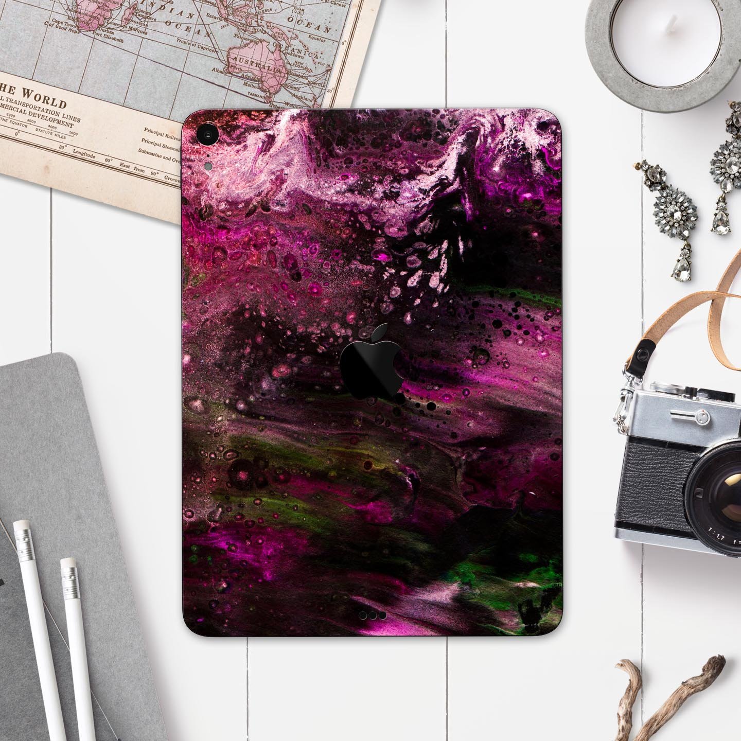 Liquid Abstract Paint V23 skin decal for Apple iPad, showcasing vibrant abstract design and ultra-thin protection.