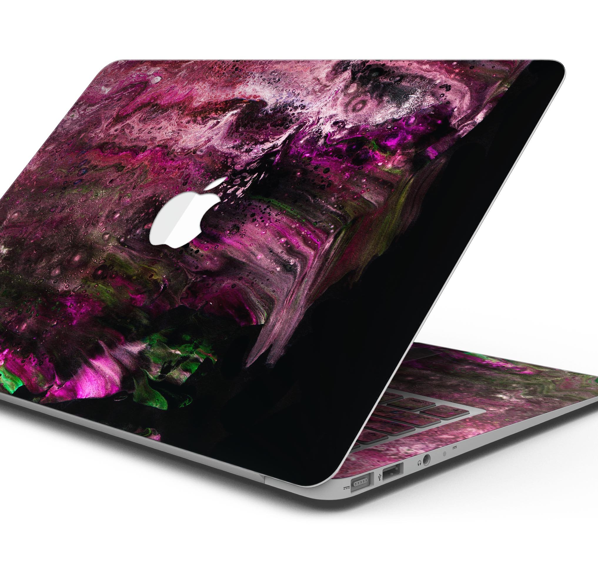 Liquid Abstract Paint V23 skin decal wrap kit for Apple MacBook, showcasing vibrant colors and a sleek design.