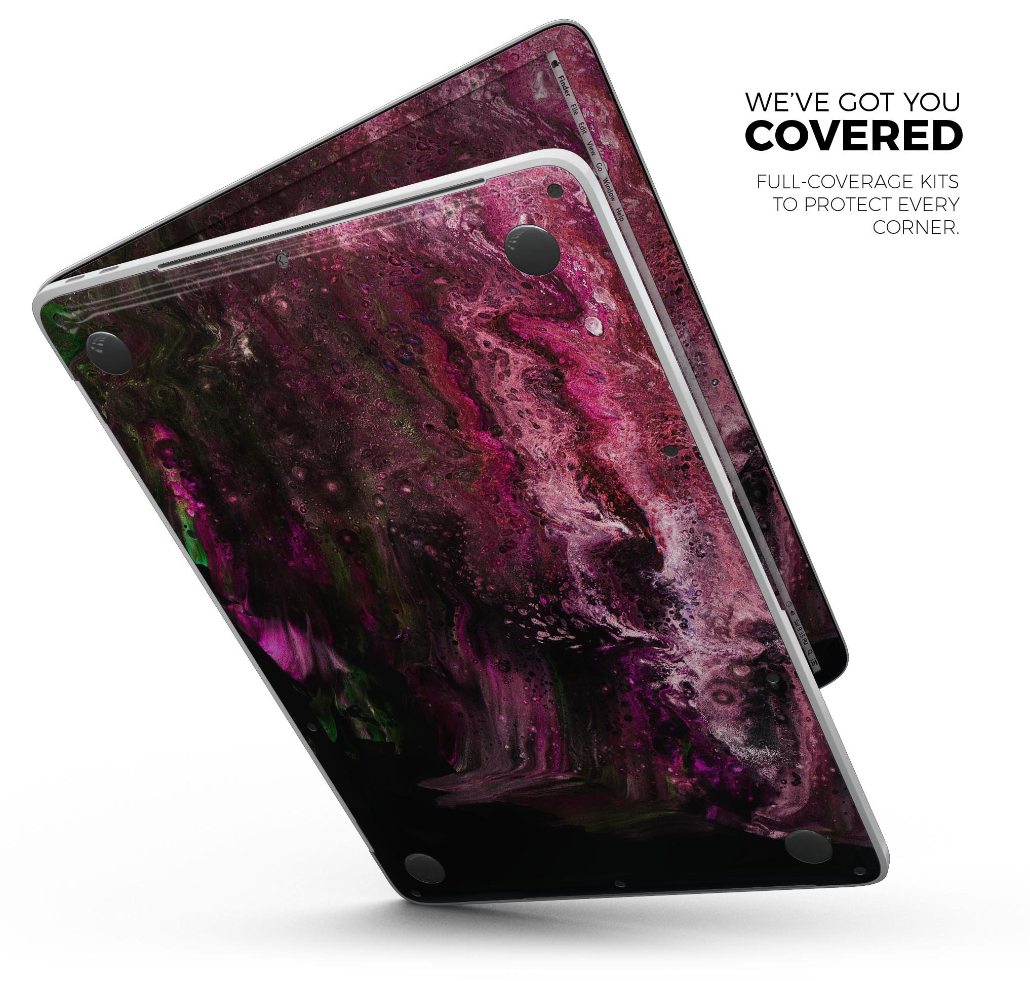 Liquid Abstract Paint V23 skin decal wrap kit for Apple MacBook, showcasing vibrant colors and a sleek design.