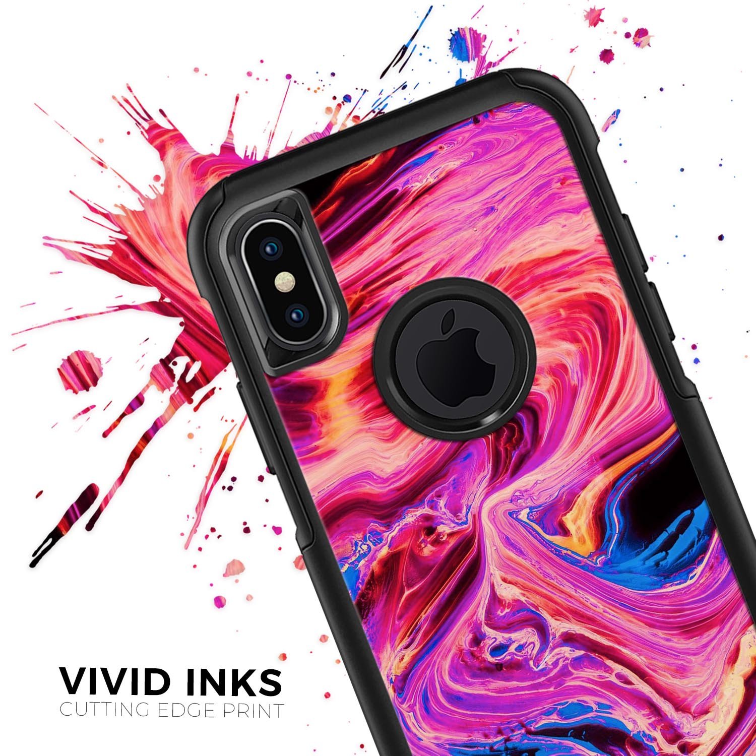 Liquid Abstract Paint V24 Skin Kit for iPhone OtterBox cases featuring vibrant abstract design and premium 3M materials.