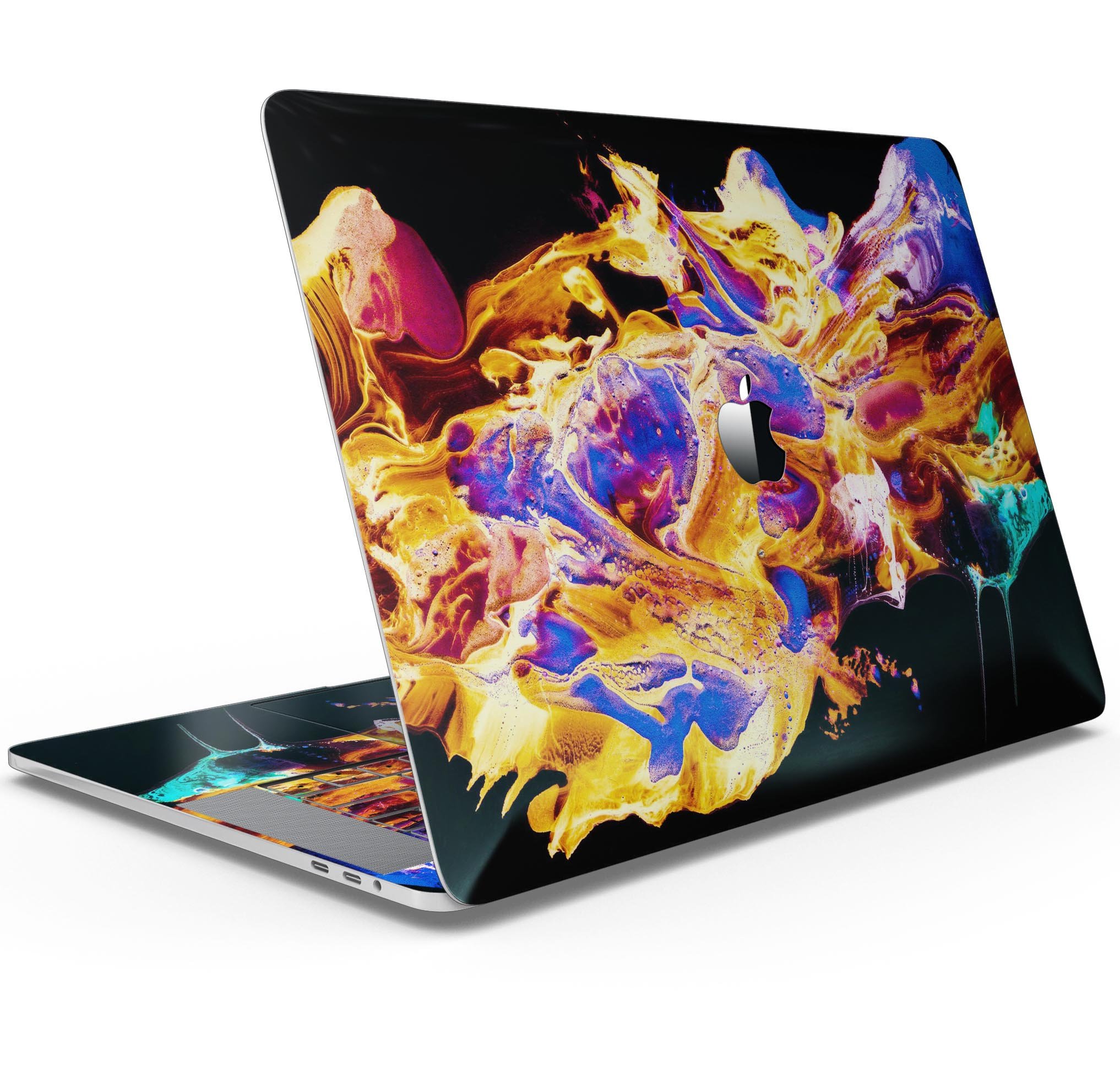 Liquid Abstract Paint V25 skin decal wrap kit for Apple MacBook, showcasing vibrant colors and a sleek design.