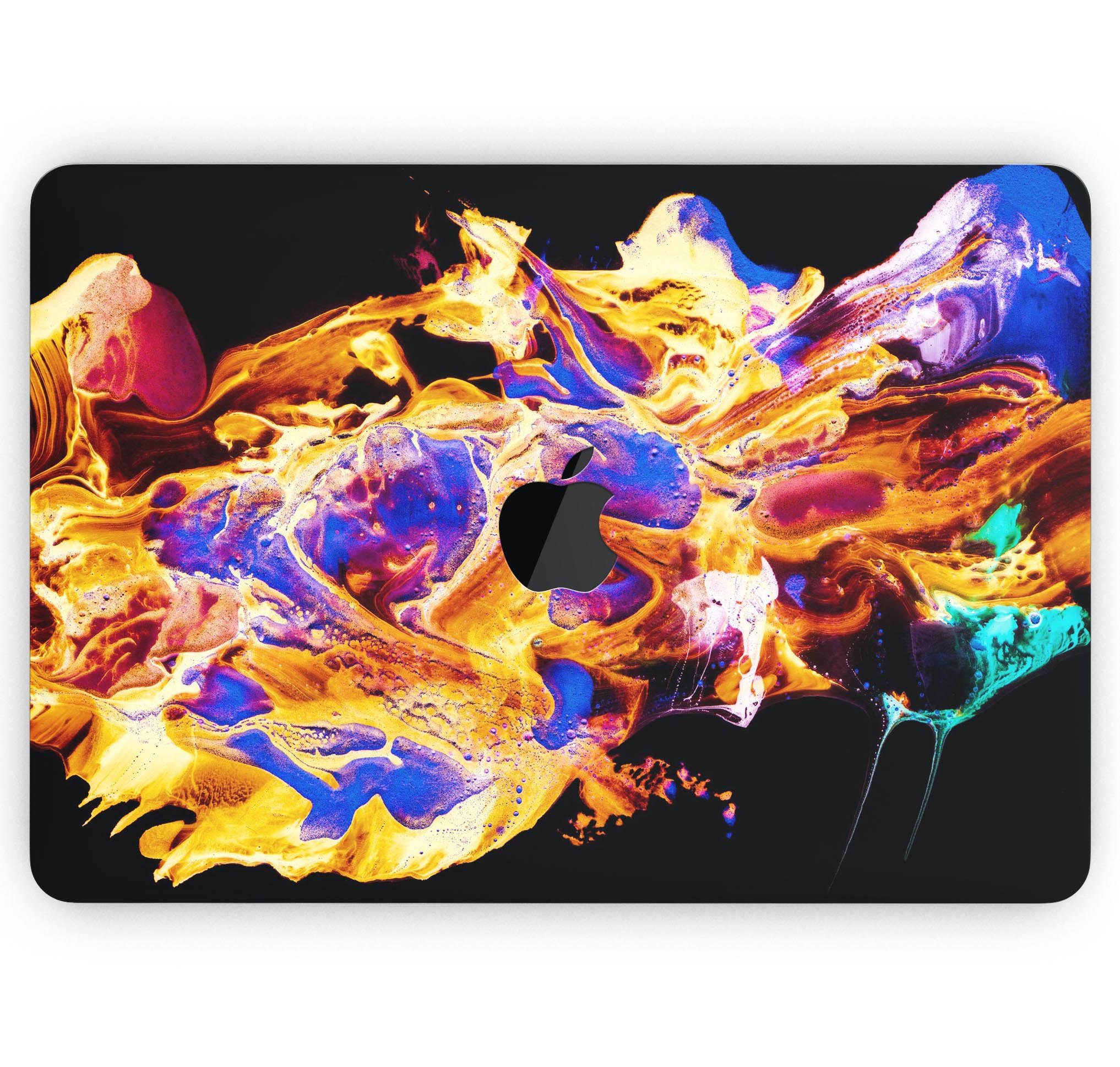 Liquid Abstract Paint V25 skin decal wrap kit for Apple MacBook, showcasing vibrant colors and a sleek design.