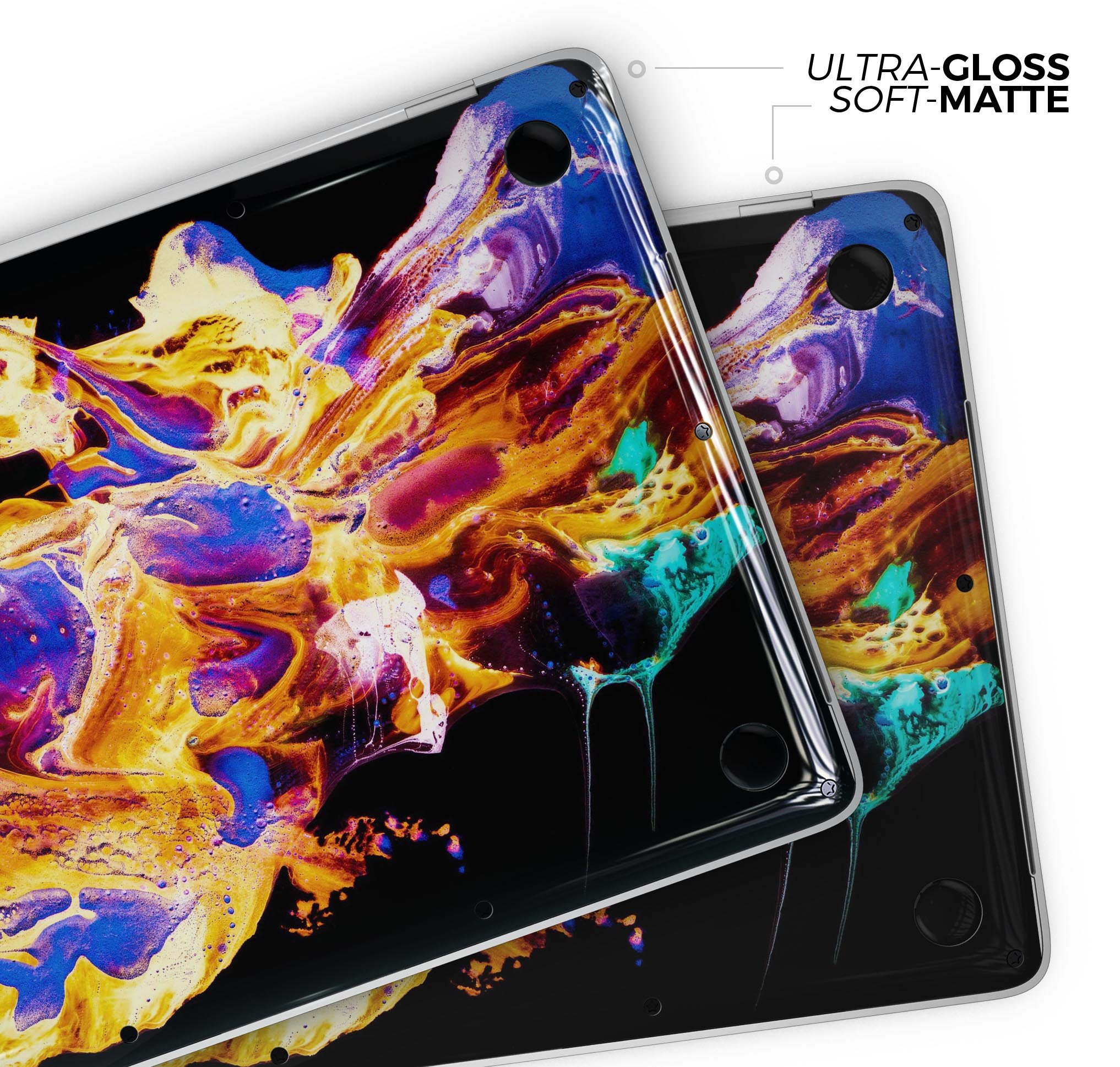 Liquid Abstract Paint V25 skin decal wrap kit for Apple MacBook, showcasing vibrant colors and a sleek design.