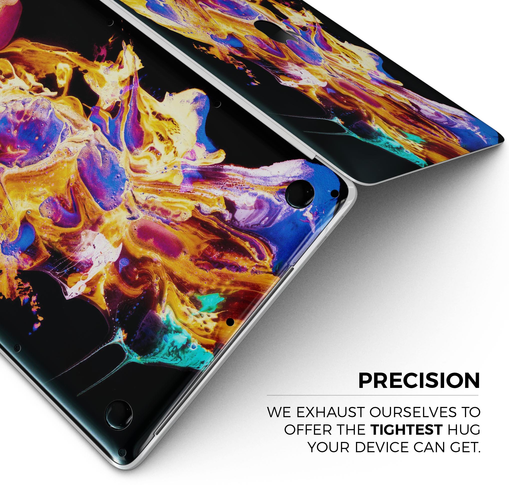 Liquid Abstract Paint V25 skin decal wrap kit for Apple MacBook, showcasing vibrant colors and a sleek design.