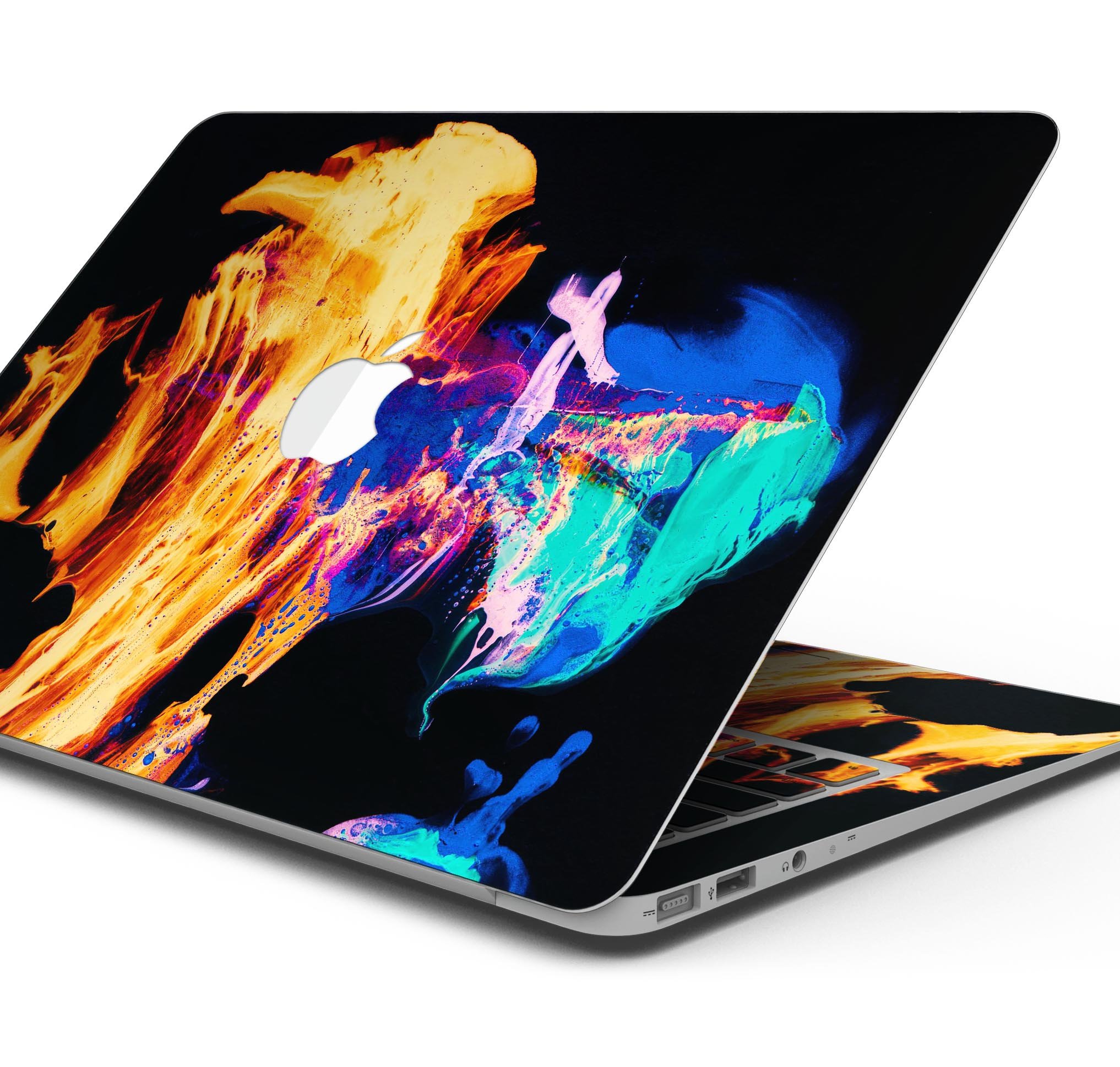 Liquid Abstract Paint V26 skin decal wrap kit for MacBook, showcasing vibrant abstract design and premium vinyl material.