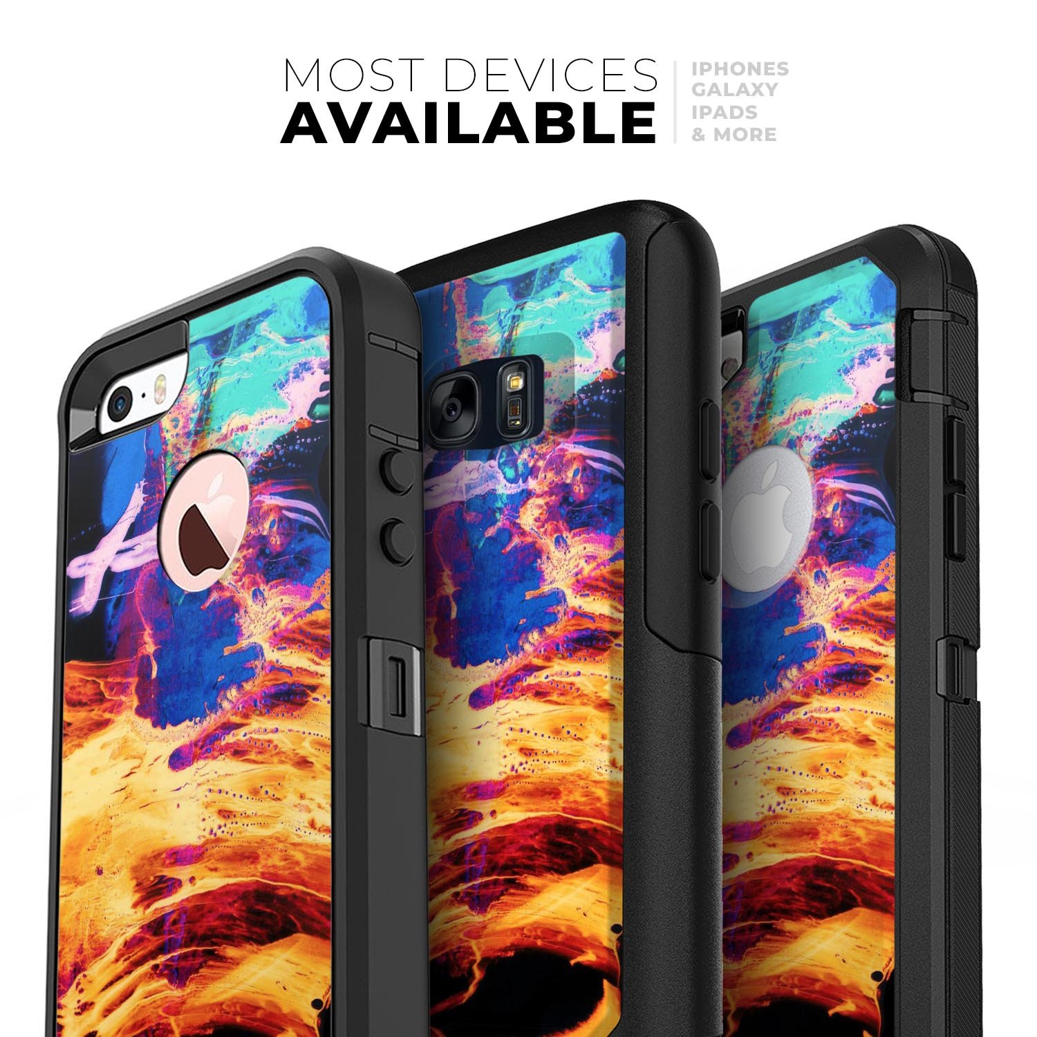 Liquid Abstract Paint V26 Skin Kit for iPhone OtterBox cases featuring vibrant abstract design and premium 3M materials.