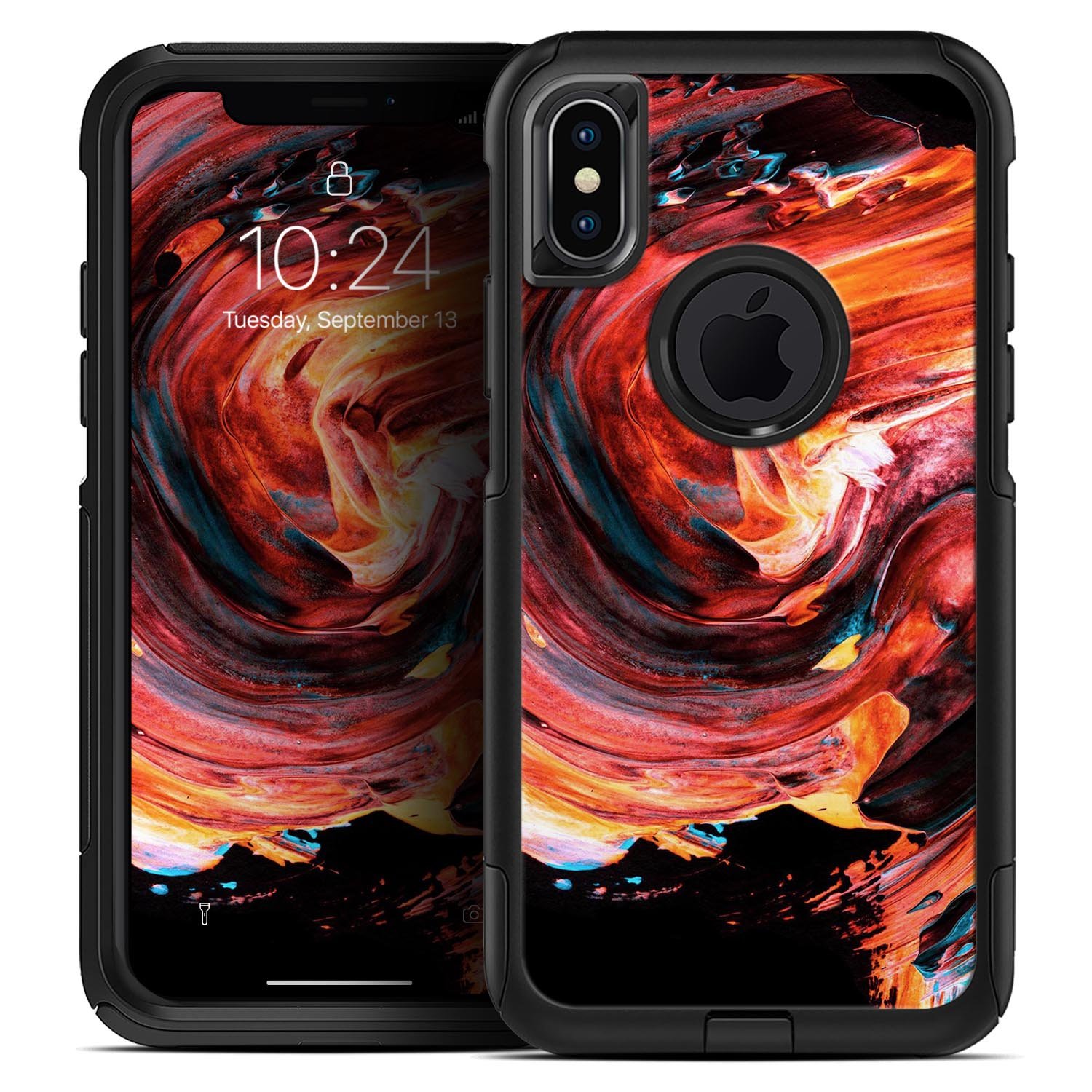 Liquid Abstract Paint V27 Skin Kit for iPhone OtterBox cases featuring vibrant abstract design and premium 3M materials.