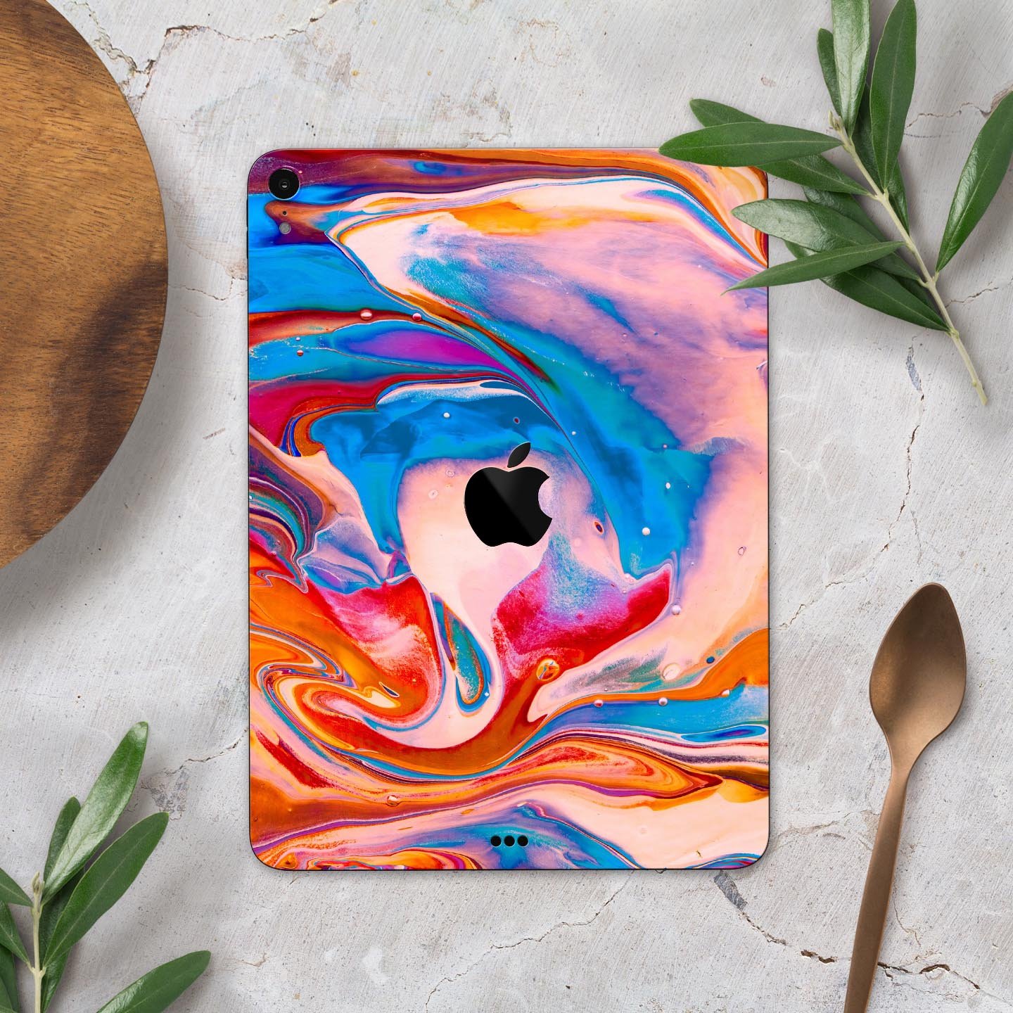 Liquid Abstract Paint V28 skin decal for Apple iPad, showcasing vibrant abstract design and premium 3M material.