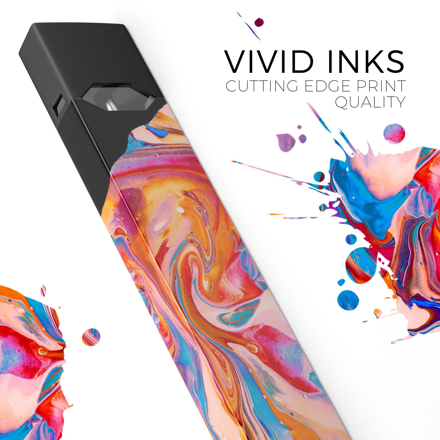 Liquid Abstract Paint V28 skin-wrap sticker designed for JUUL vaping device, showcasing vibrant abstract design and protective features.