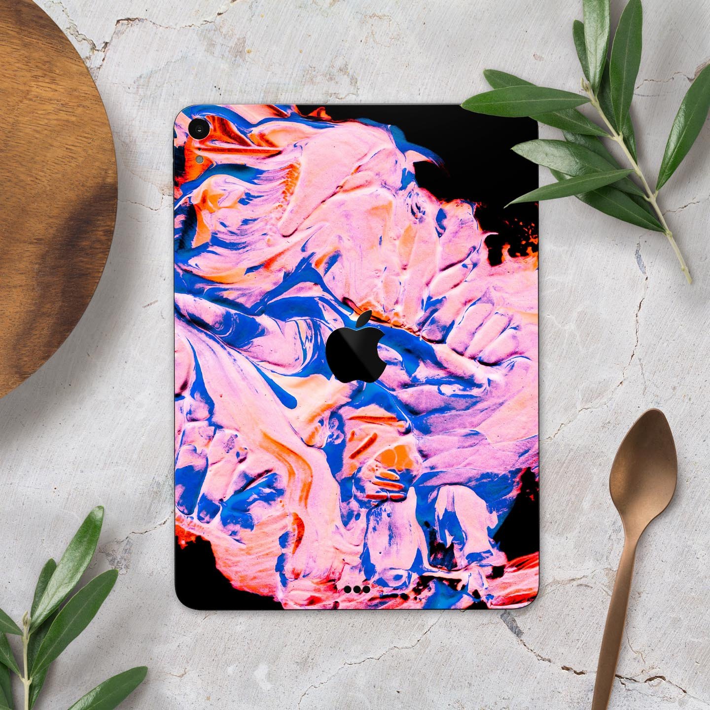 Liquid Abstract Paint V3 skin decal for Apple iPad Pro, showcasing vibrant colors and a sleek design for full body protection.